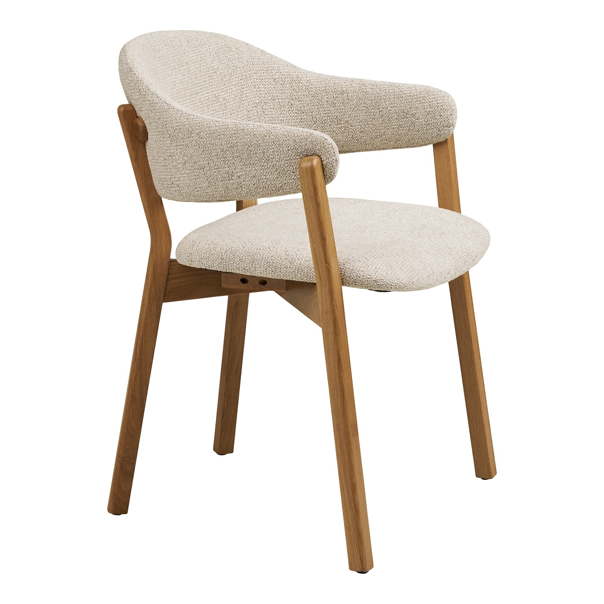 Dunkirk Spisebordsstol - Spisebordsstol, armlæn, egetræ med stof sæde, beige HN1318