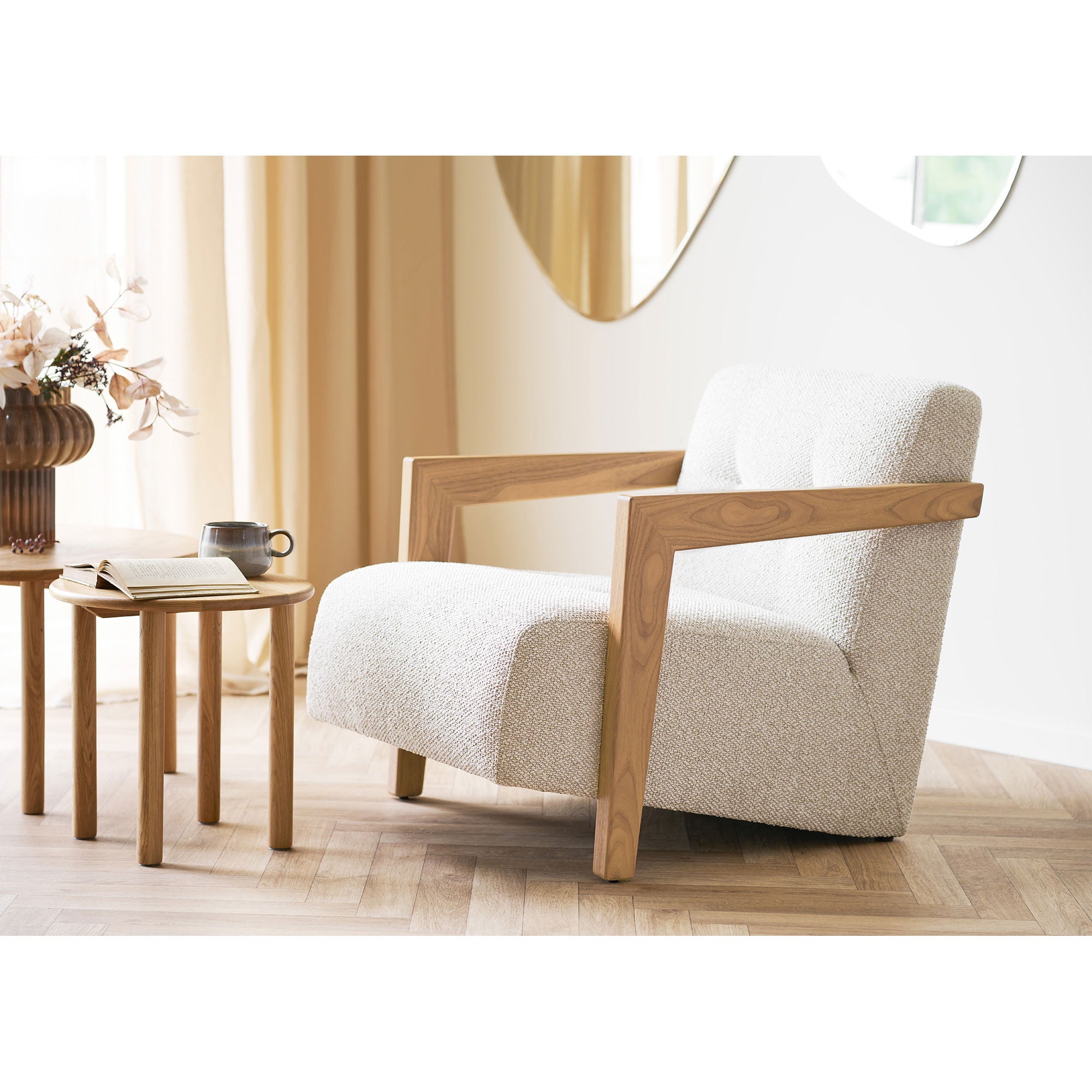 Caracas Loungestol - Loungestol med armlæn, egetræ, beige HN1321
