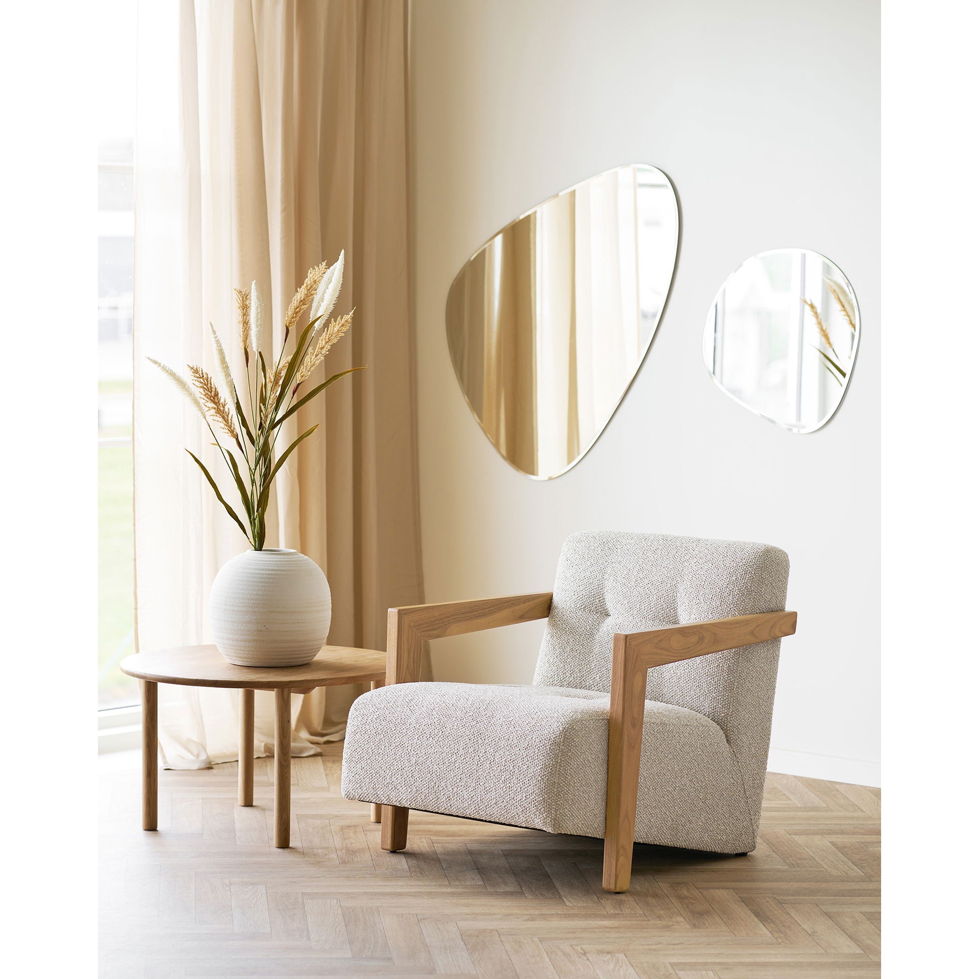 Caracas Loungestol - Loungestol med armlæn, egetræ, beige HN1321