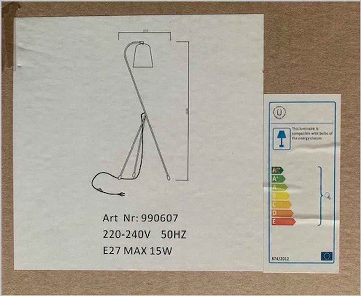 Hübsch gulvlampe - 55 x 55 cm x H156 cm - sort og messing