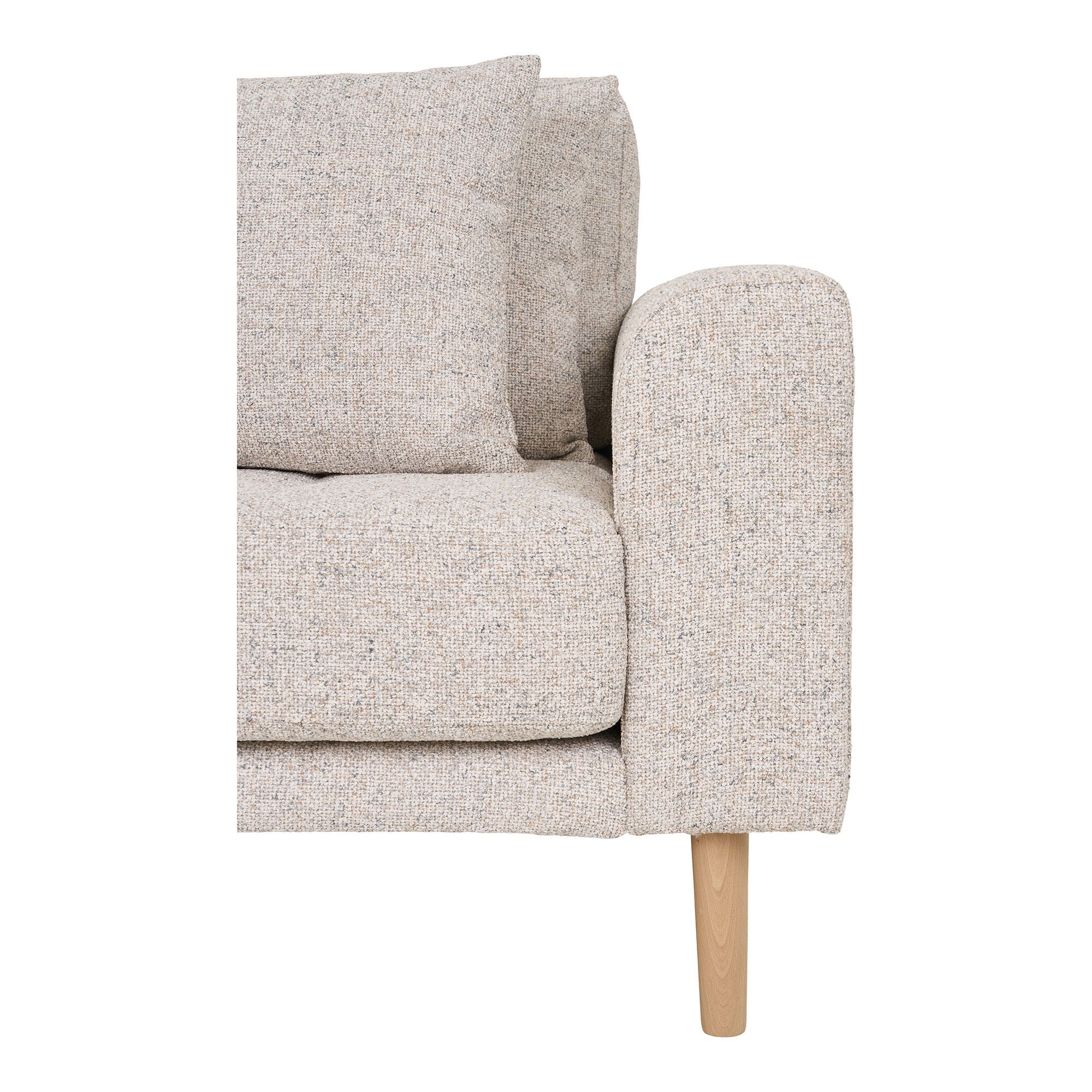 Lido Lounge Sofa - Lounge Sofa, venstrevendt i beige meleret med fire puder og natur træben, HN1015