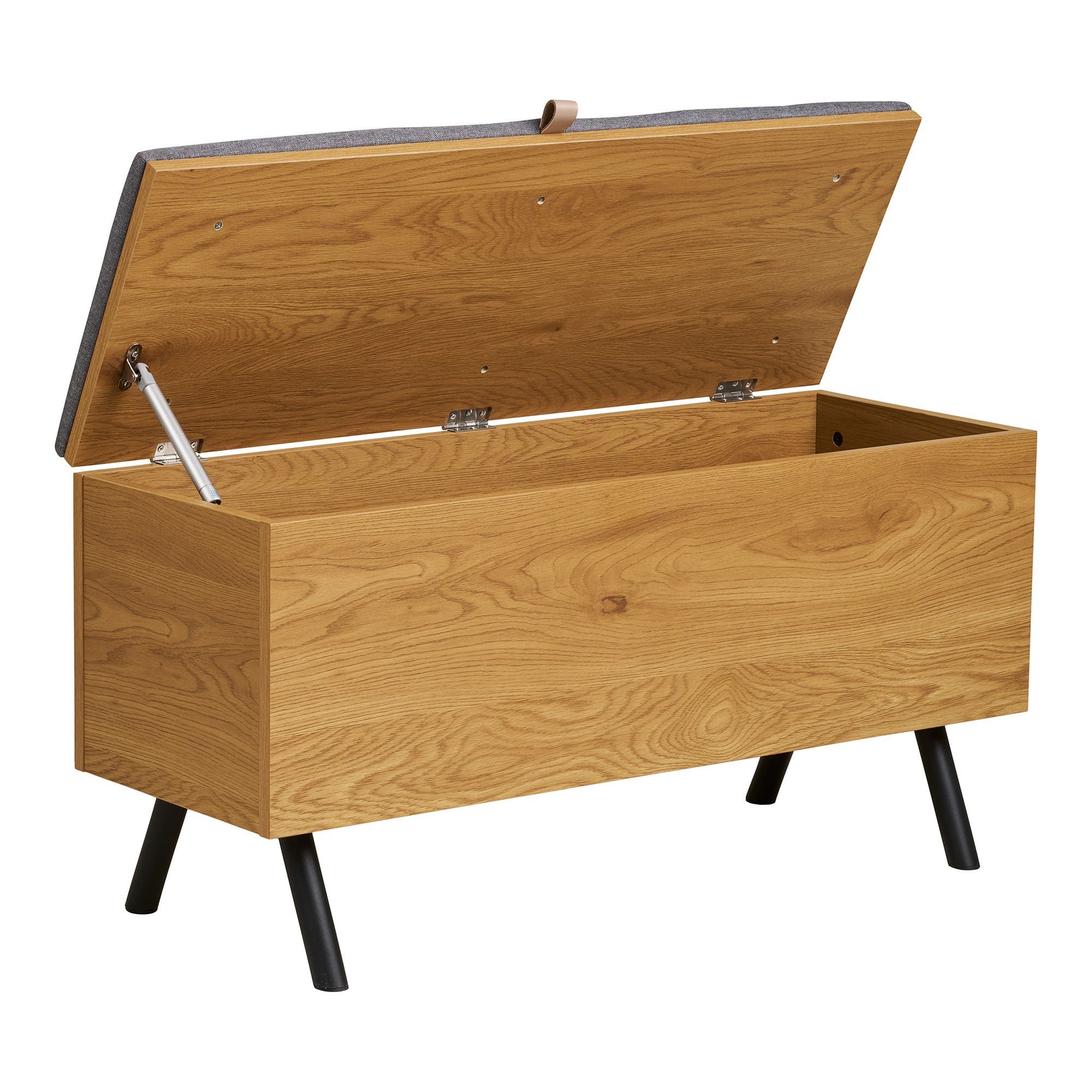 Barco Bænk med opbevaring - Bænk med opbevaring, egetræslook 92x33x48 cm