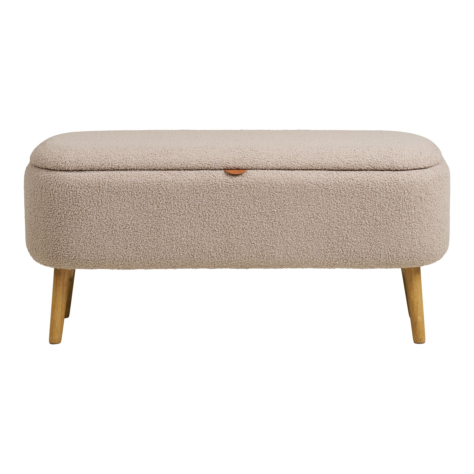 Harlow Bænk - Bænk med opbevaring, bouclé, beige 95x37x45 cm, HN1063