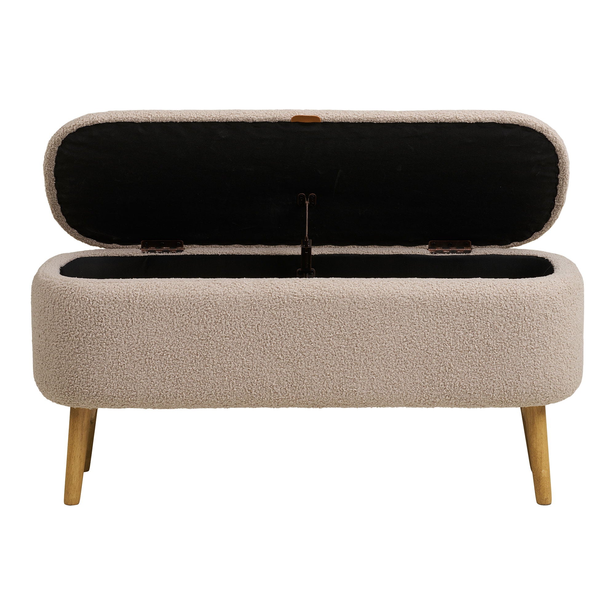 Harlow Bænk - Bænk med opbevaring, bouclé, beige 95x37x45 cm, HN1063