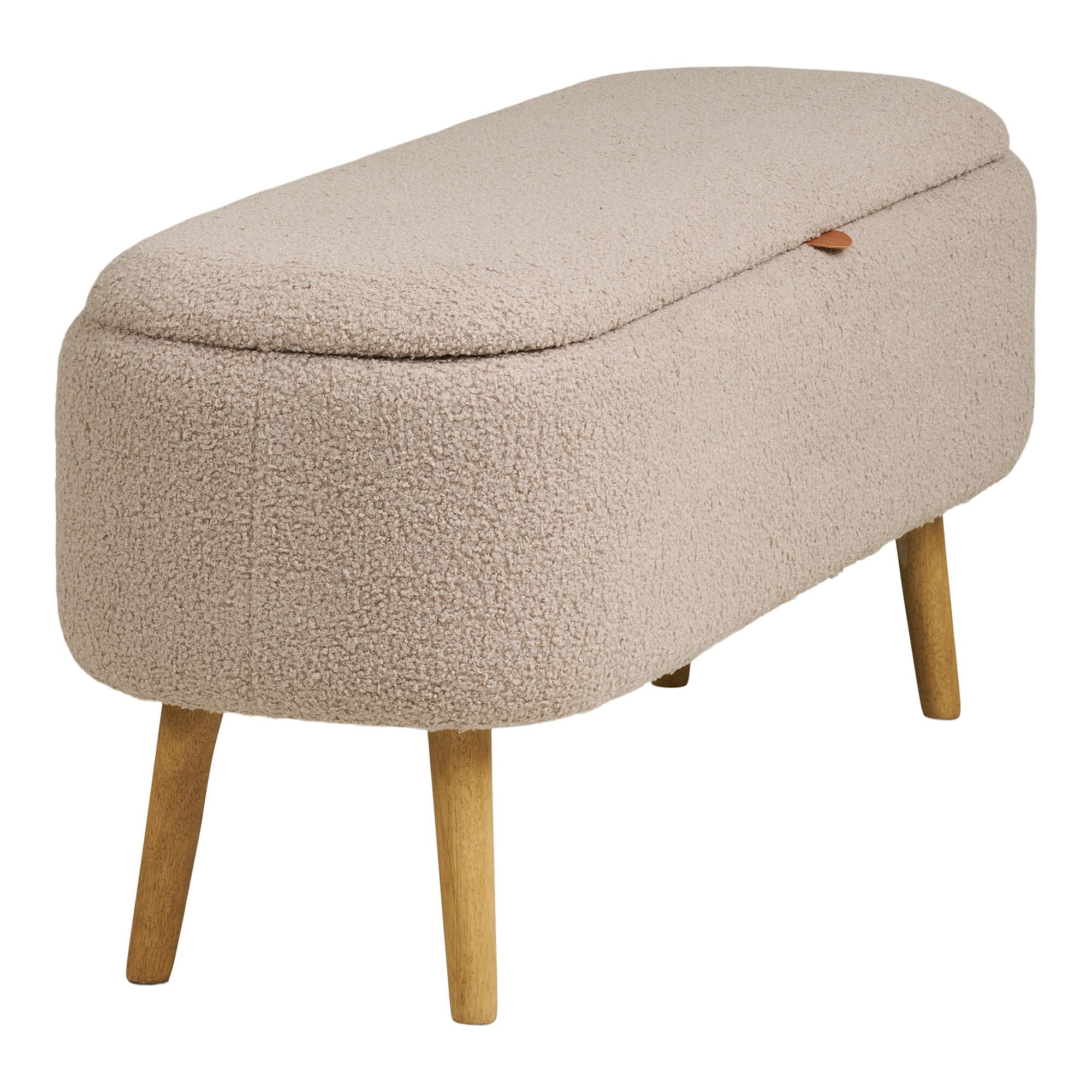 Harlow Bænk - Bænk med opbevaring, bouclé, beige 95x37x45 cm, HN1063