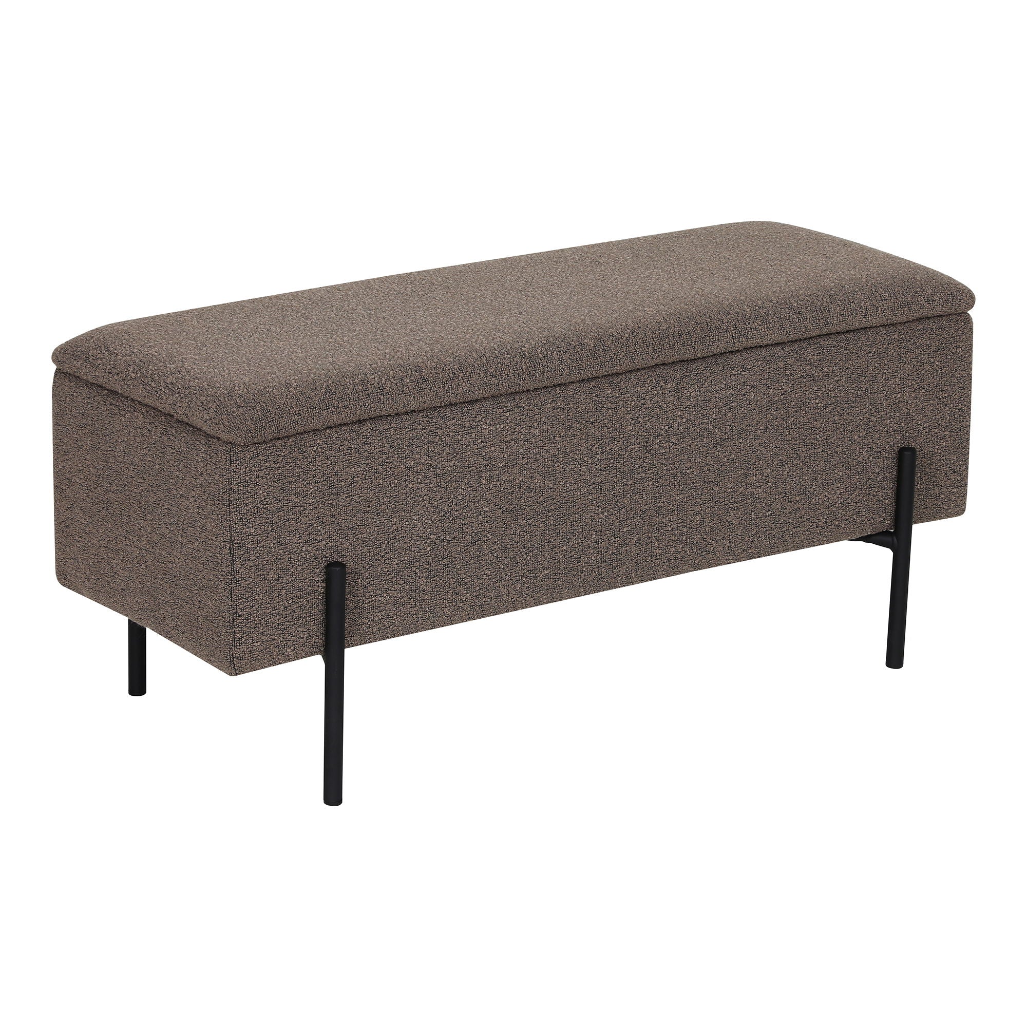 Watford Bænk - Bænk med opbevaring, bouclé, brun 95x36,5x43 cm, HN1061