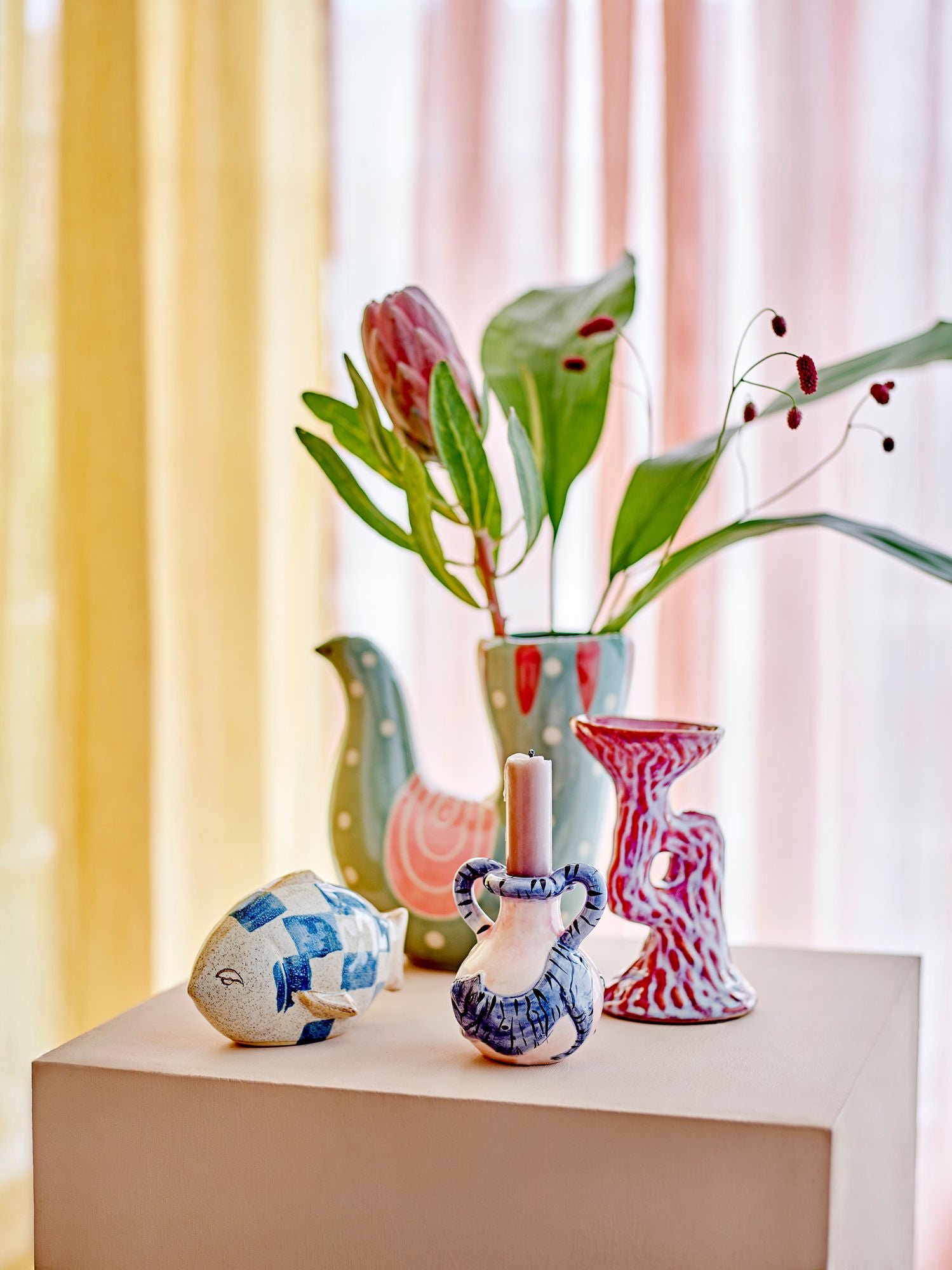 Bloomingville Trudy Vase, Grøn, Stentøj