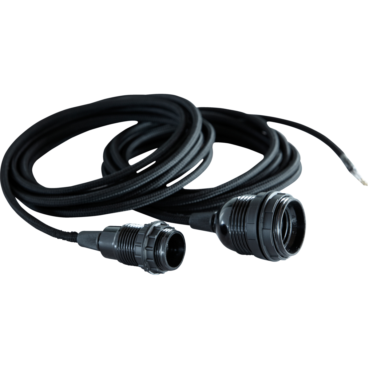 Stofledning m. fatning og to omløbsringe, E14, Sort