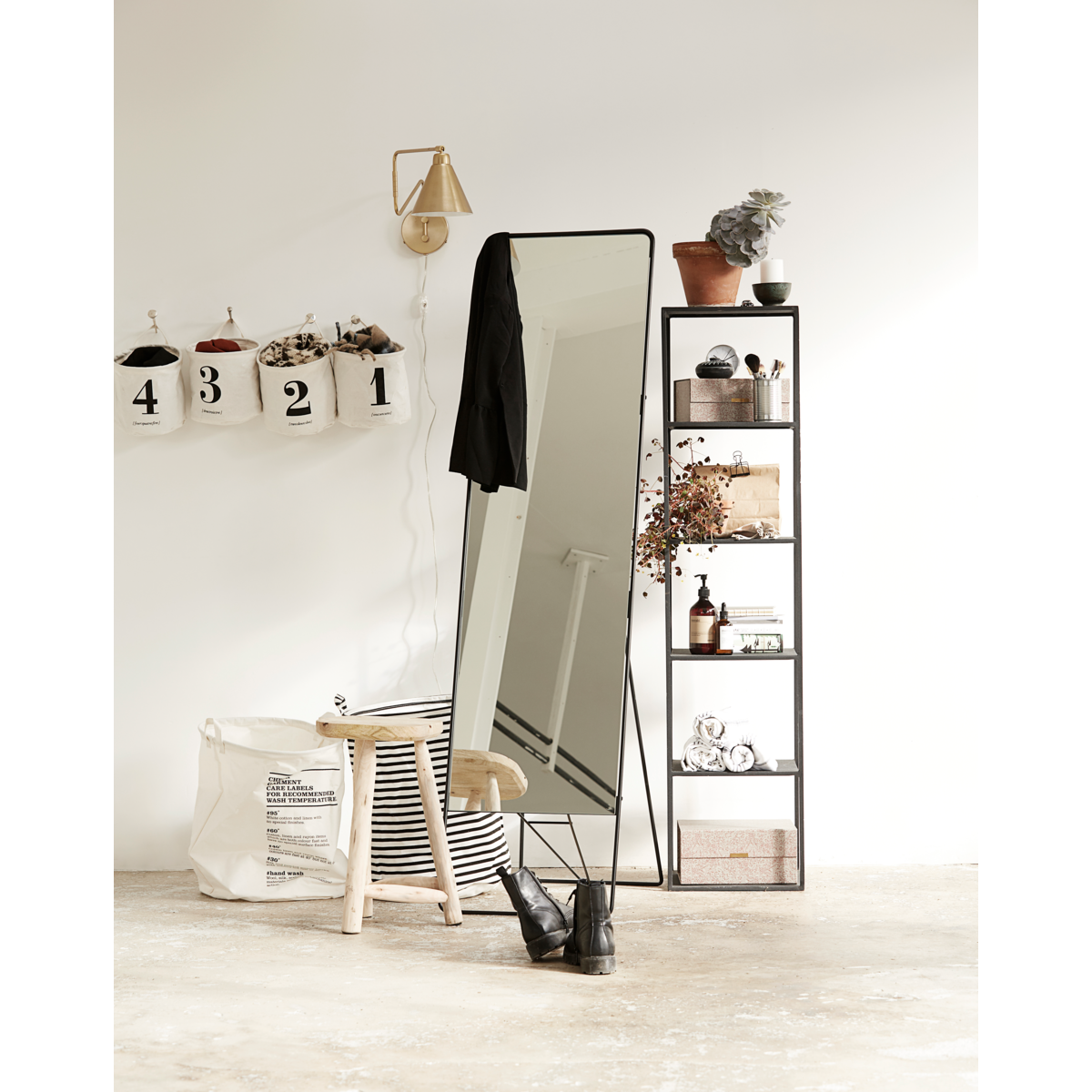 Vasketøjspose, HDStripes, Sort h: 50 cm, dia: 40 cm