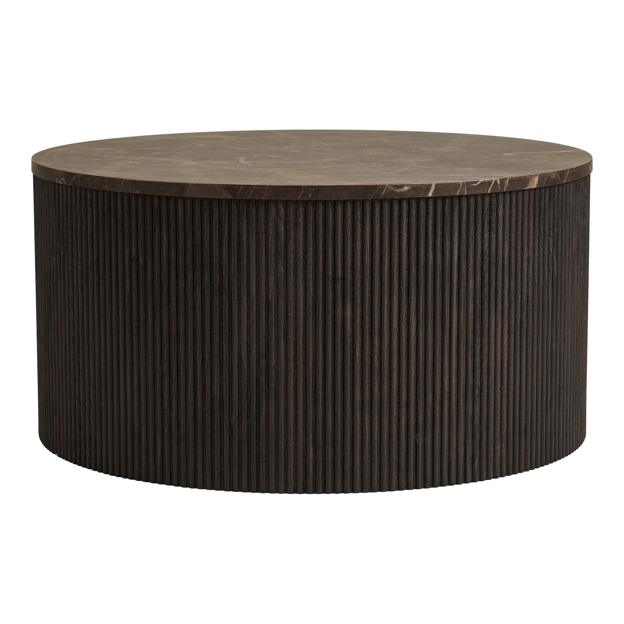 Rota Sofabord - Sofabord, marmor look, mørkebrun ø80x40 cm