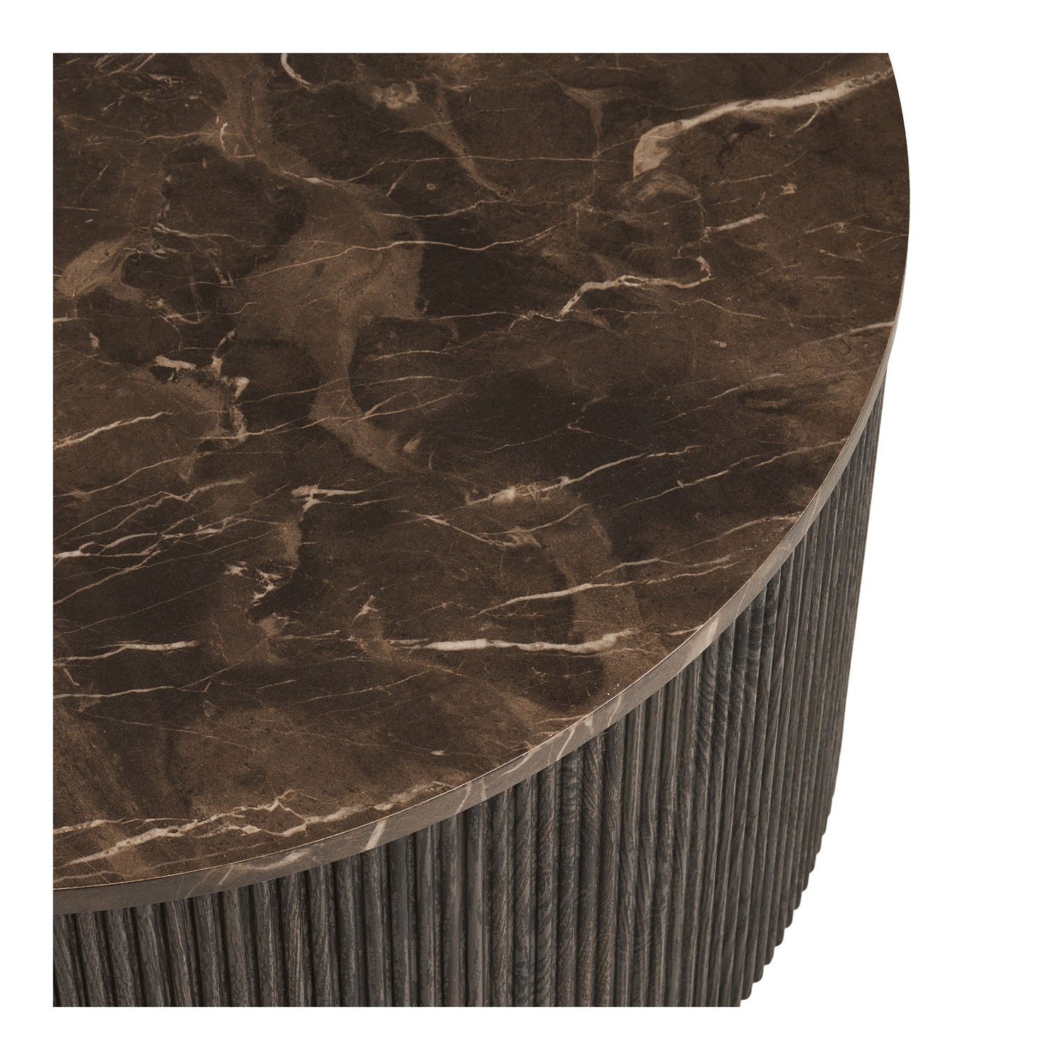 Rota Sofabord - Sofabord, marmor look, mørkebrun ø80x40 cm