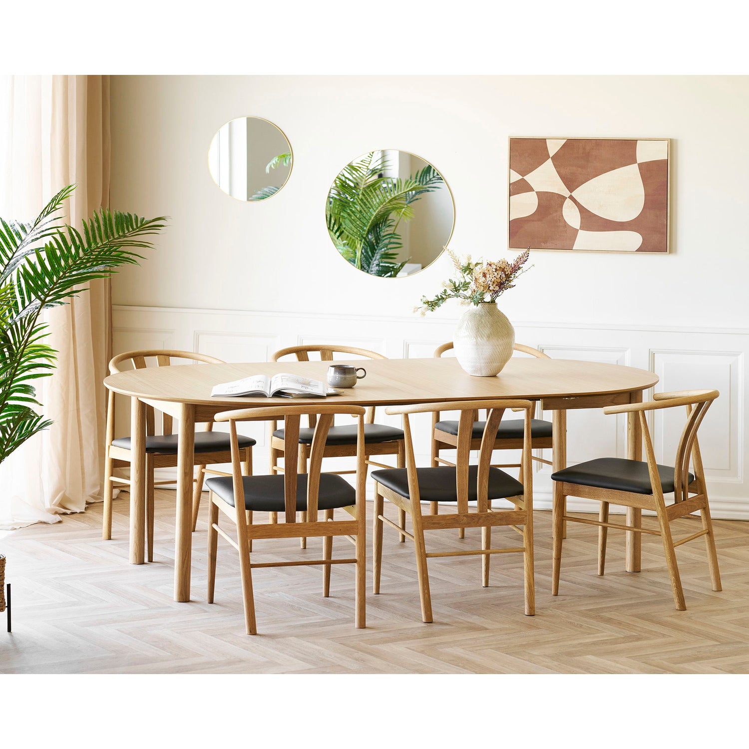 Bundaberg Spisebord - Spisebord, egefiner, inkl. tillægsplader ø120x120-170-220x75 cm