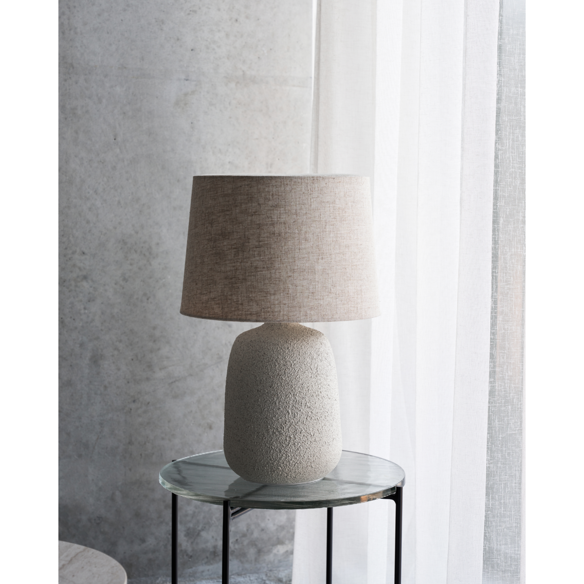 Bordlampe inkl. lampeskærm, HDTana, Råhvid
