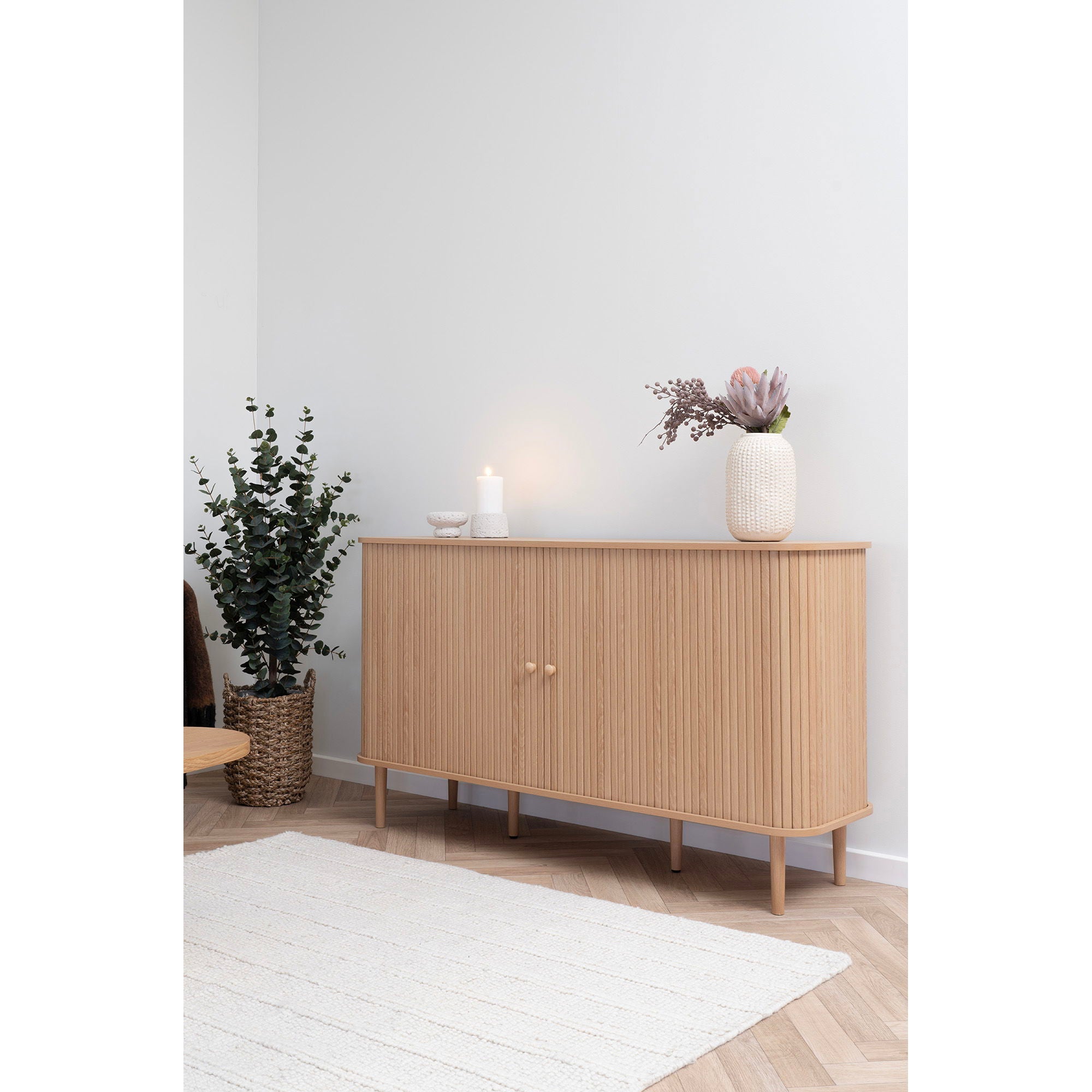 Skænk, 2 låger, natur<br>140x40x79 cm