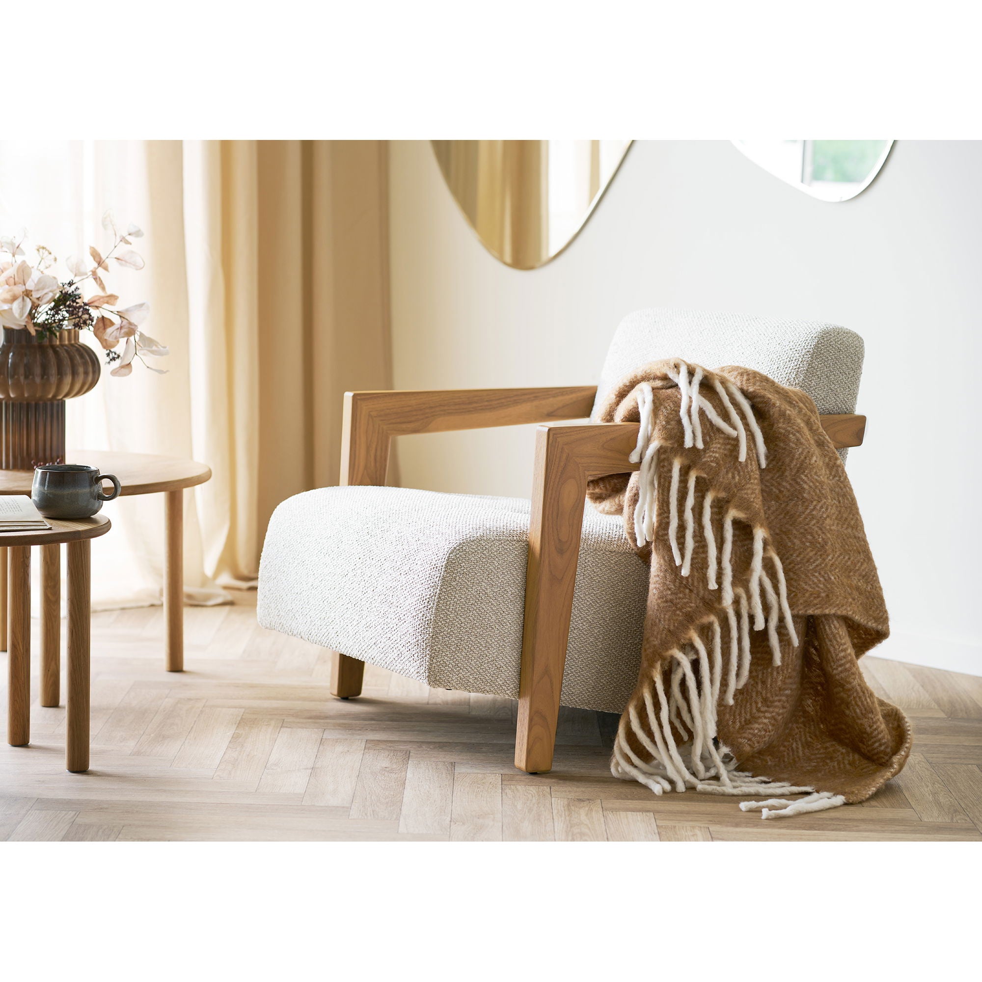 Carmel Plaid - Plaid, uld mix, tan 130x170 cm