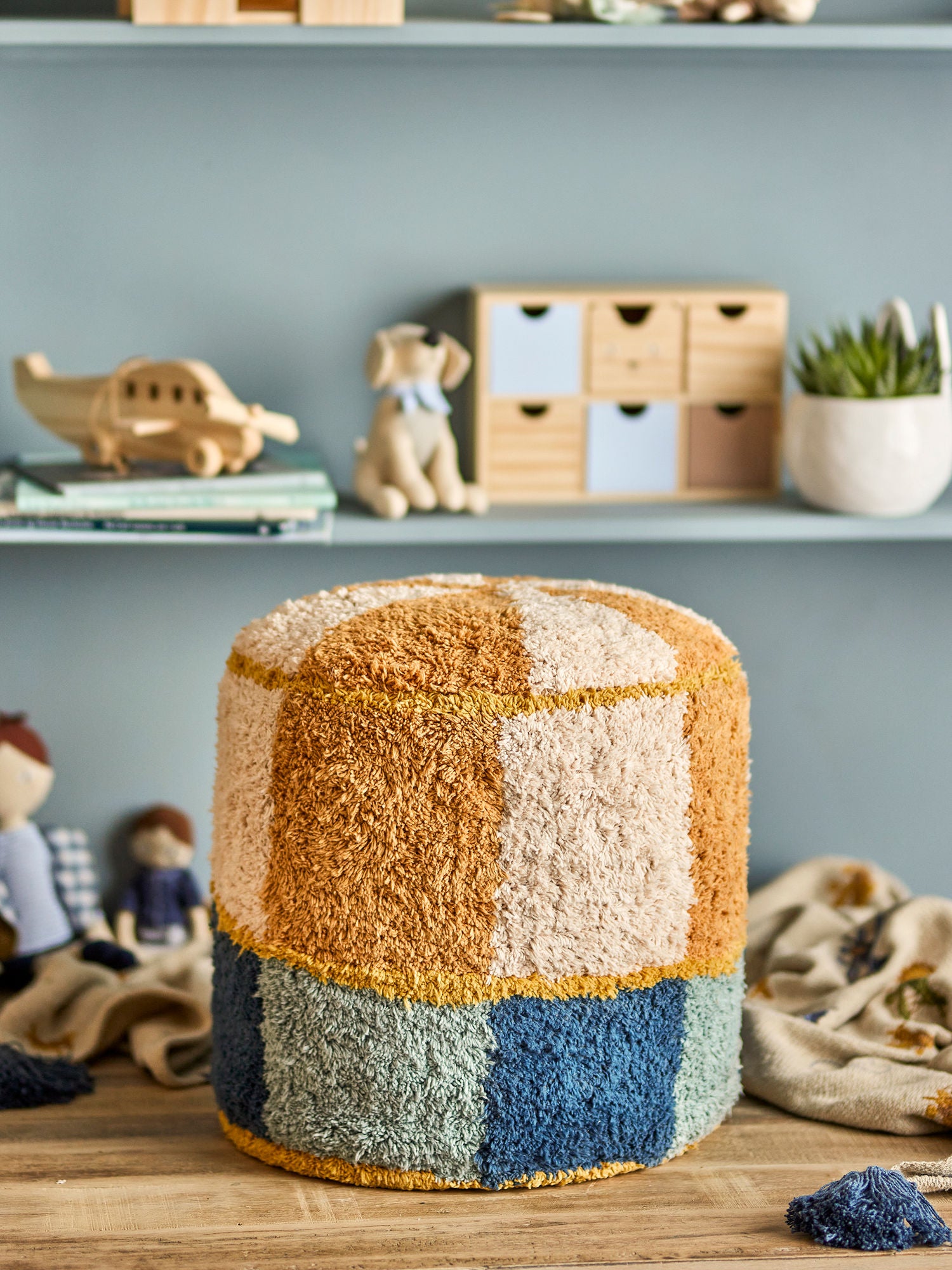 Bloomingville MINI Kio Puf, Blå, Bomuld