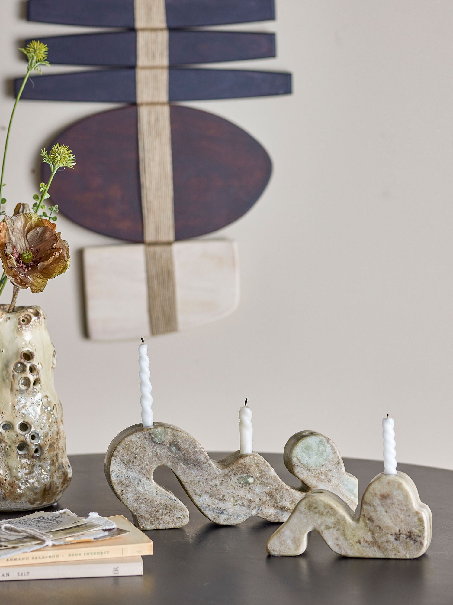 Bloomingville Liabella Lysestage, Grå, Marmor