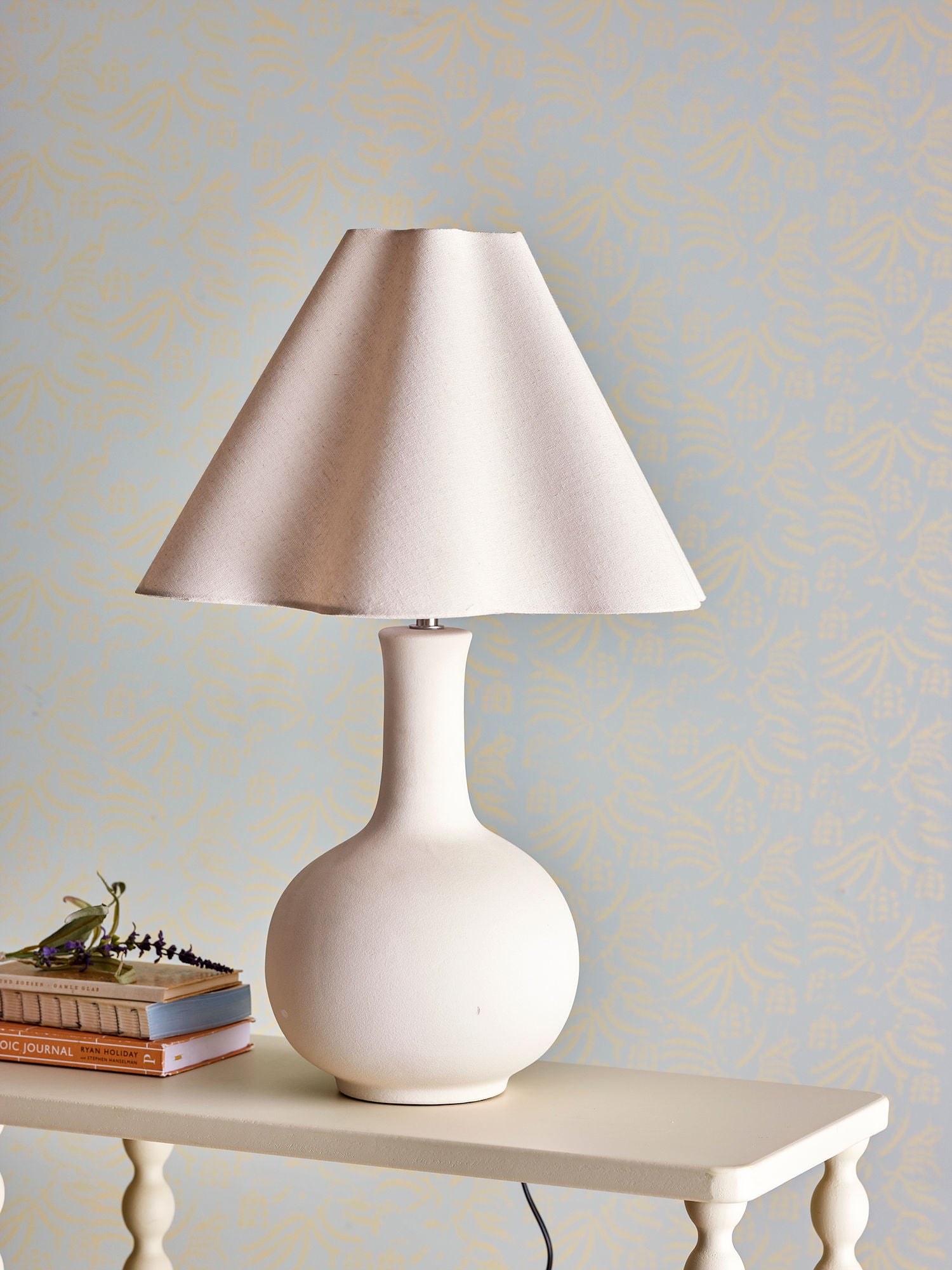 Bloomingville Heide Bordlampe, Hvid, Stentøj