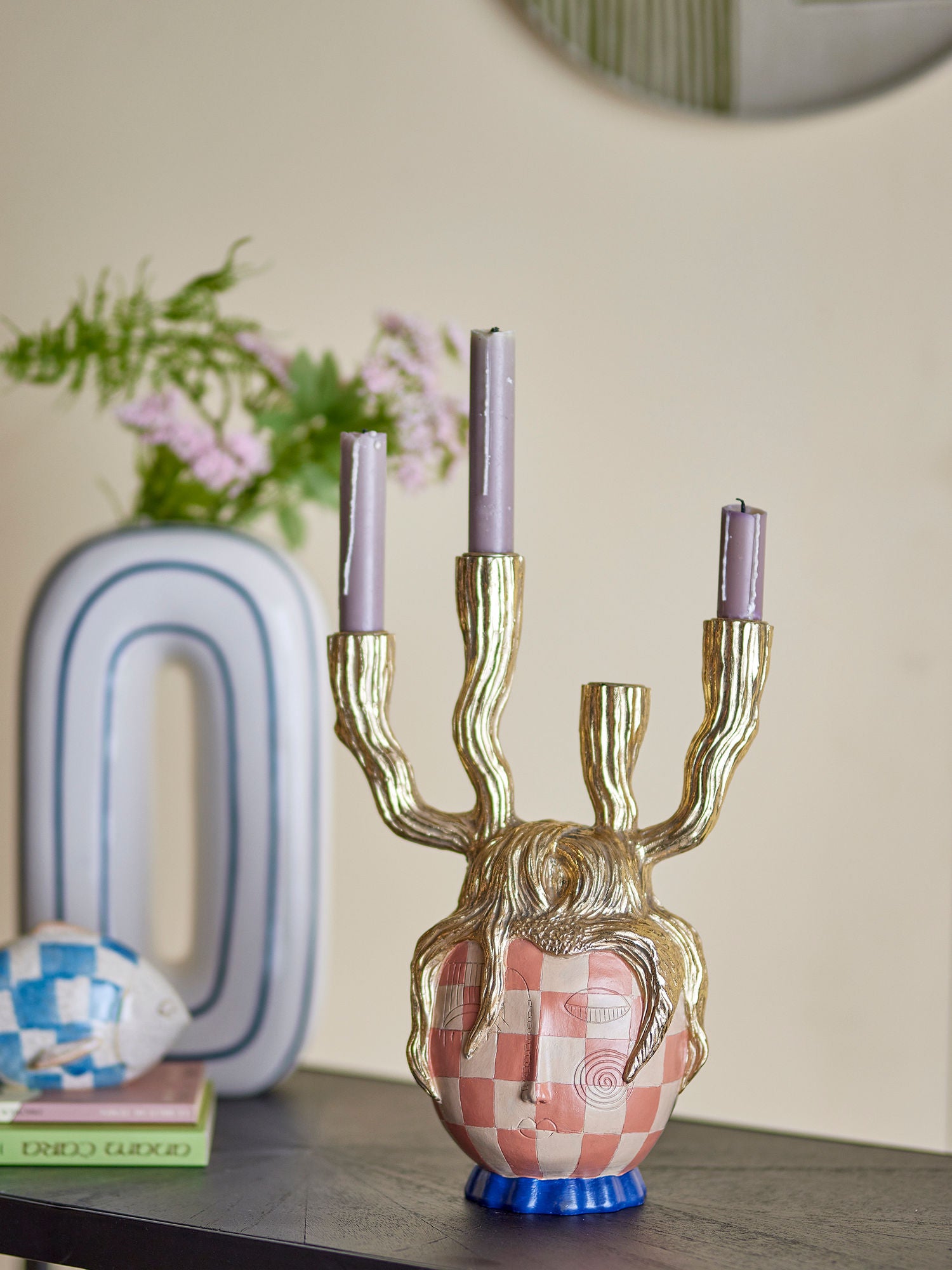 Bloomingville Medusa Lysestage, Guld, Polyresin