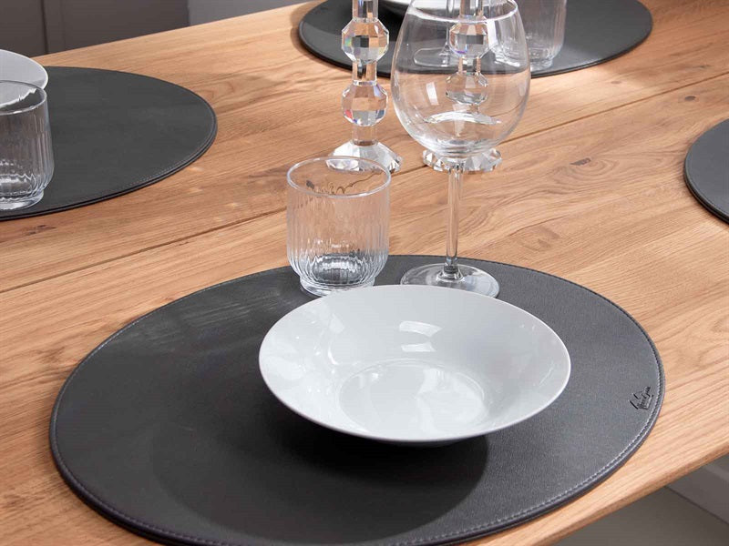 Oval dækkeserviet // Sort PU - HARD