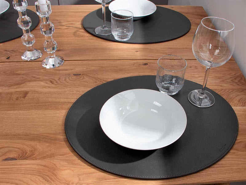Oval dækkeserviet // Sort PU - HARD