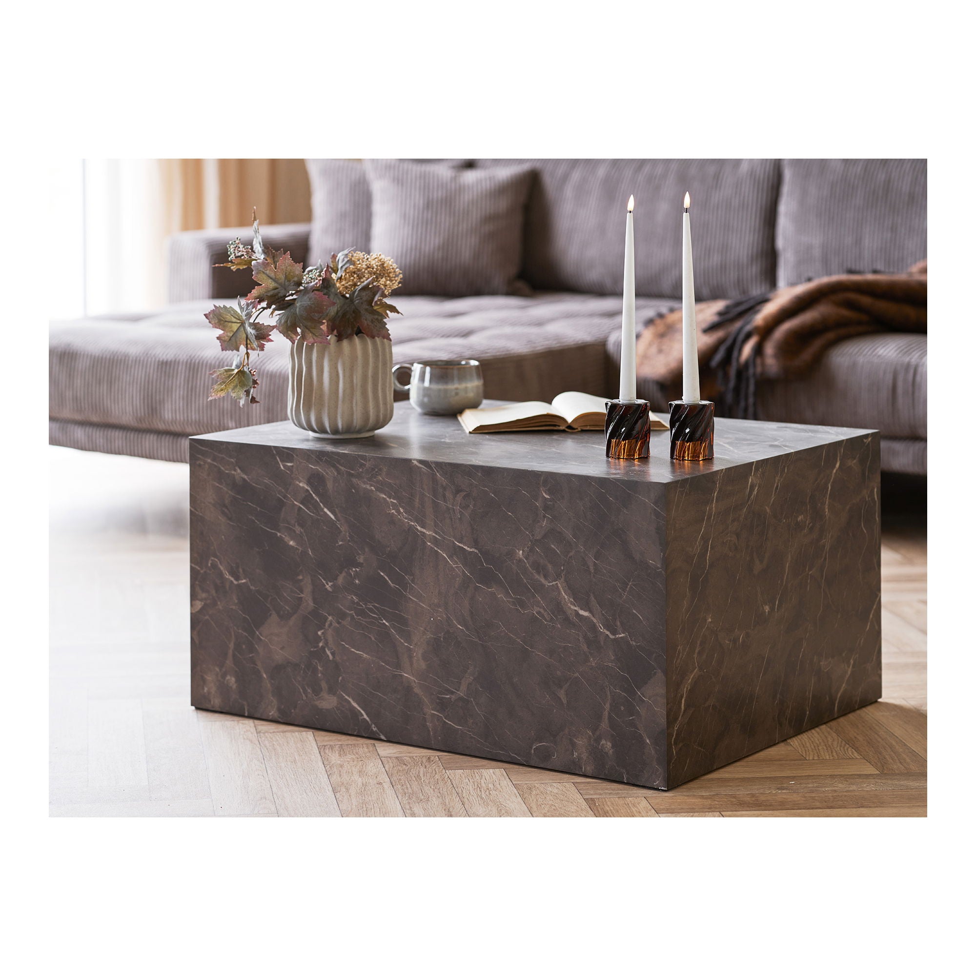 Lysestage - Lysestage, glas, smoked brun sæt af 2