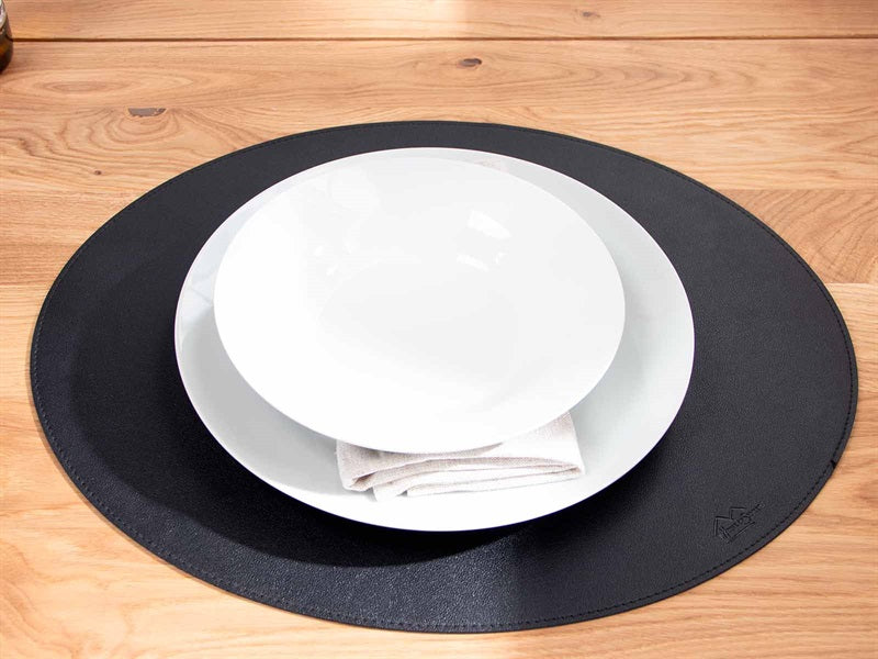 Oval dækkeserviet // Sort PU - SOFT
