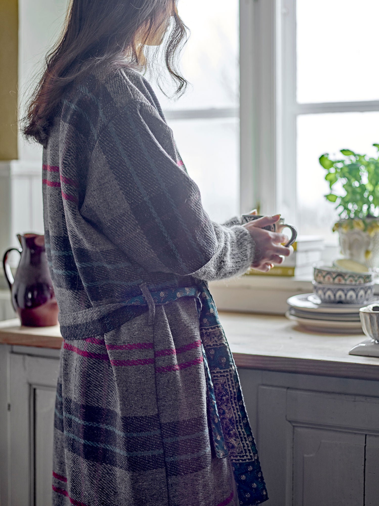 Creative Collection Rieti Kimono, Grå, Upcycled