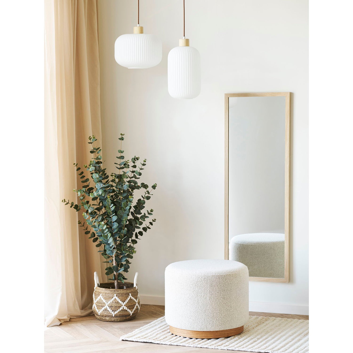 Argalo Pendel - Pendel, glas/træ, hvid ø30 cm