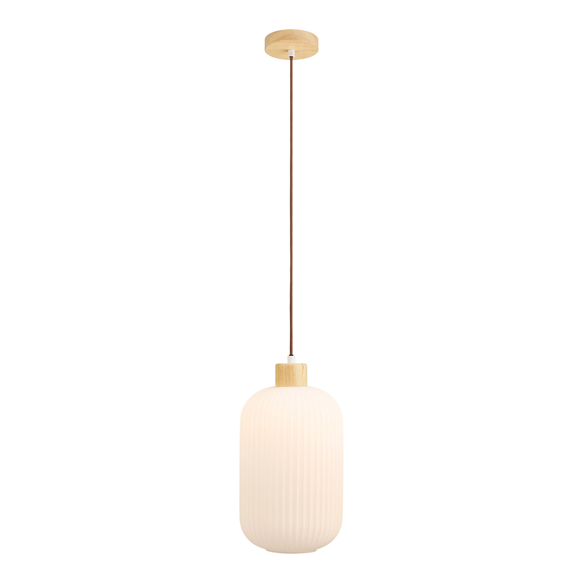 Argalo Pendel - Pendel, glas/træ, hvid ø20 cm