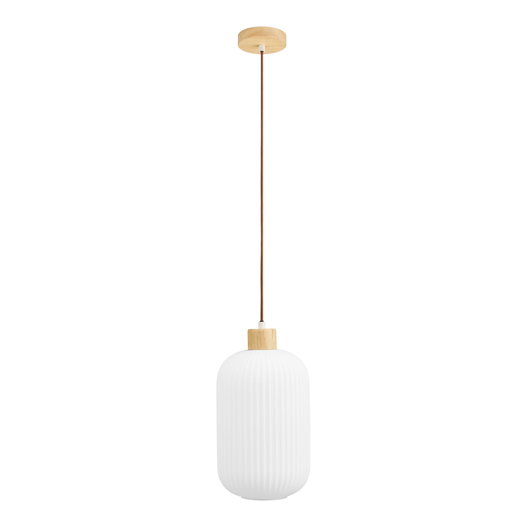 Argalo Pendel - Pendel, glas/træ, hvid ø20 cm