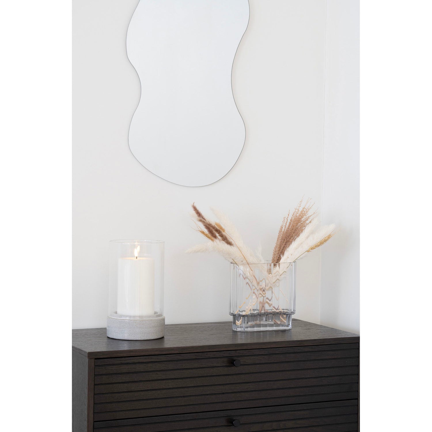 Hurricane lysestage, keramik/glas, grå<br>16x25,5 cm