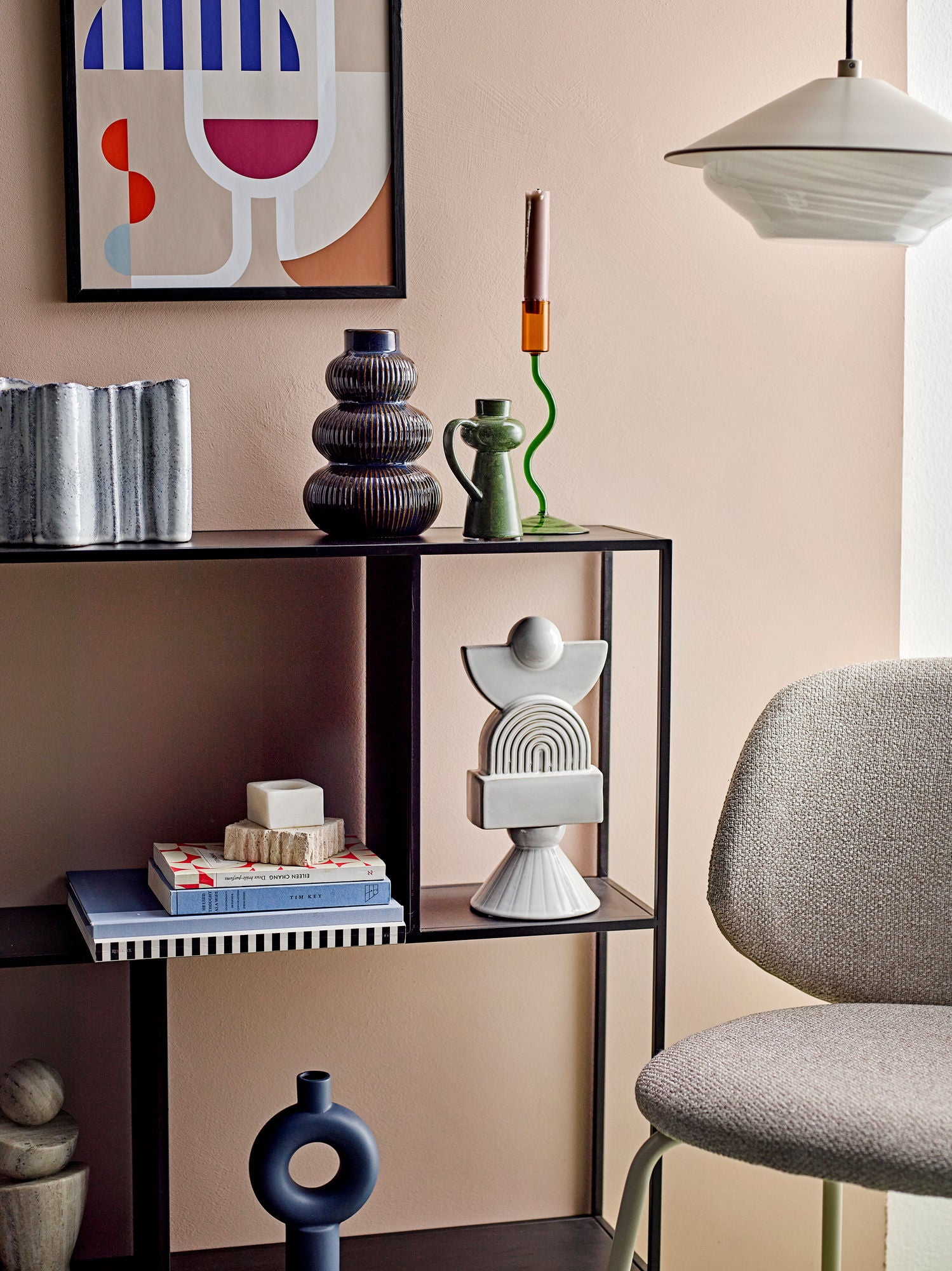 Bloomingville Lindae Vase, Blå, Stentøj