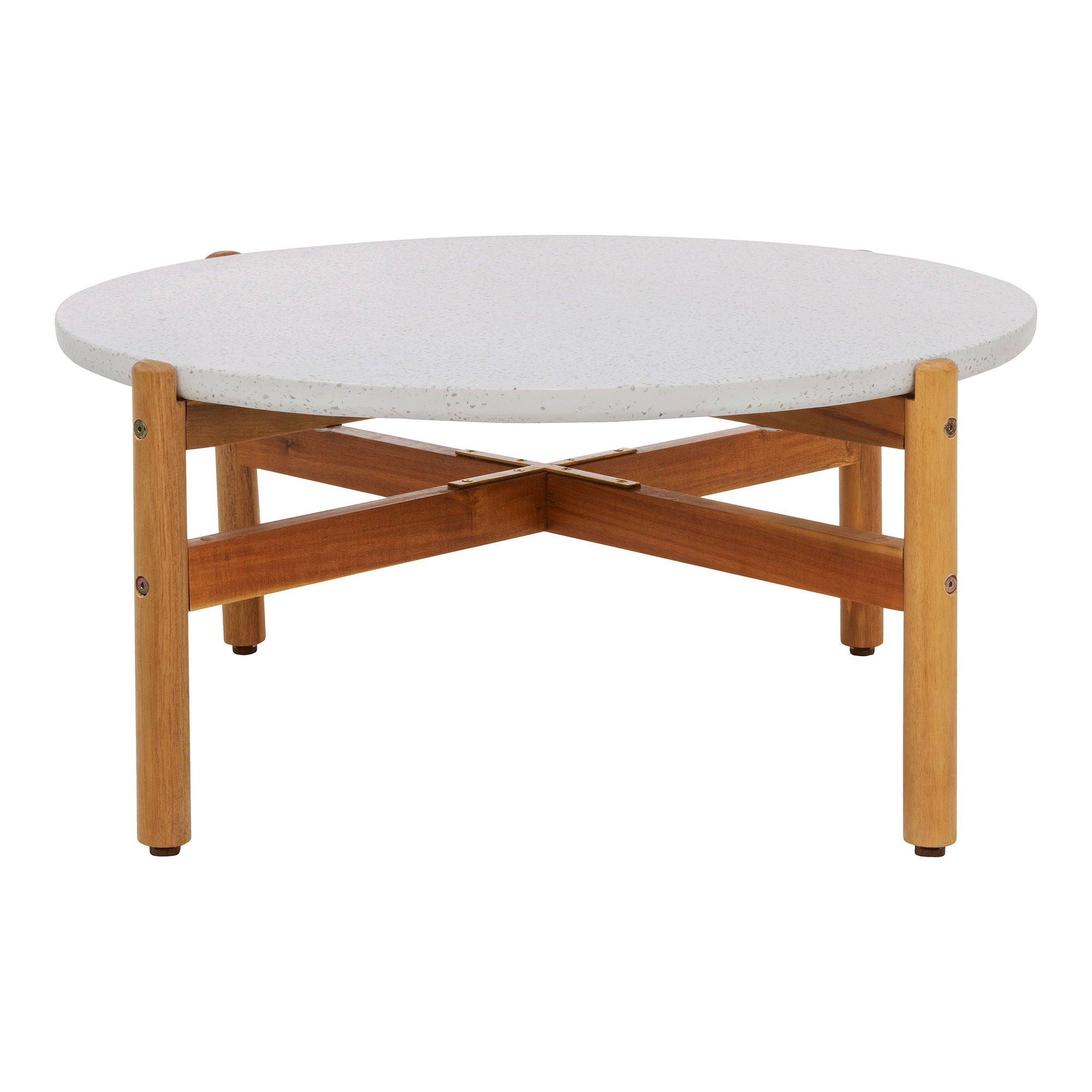 Sofabord, acacie/terazzo, natur<br>ø84,5x38,5 cm