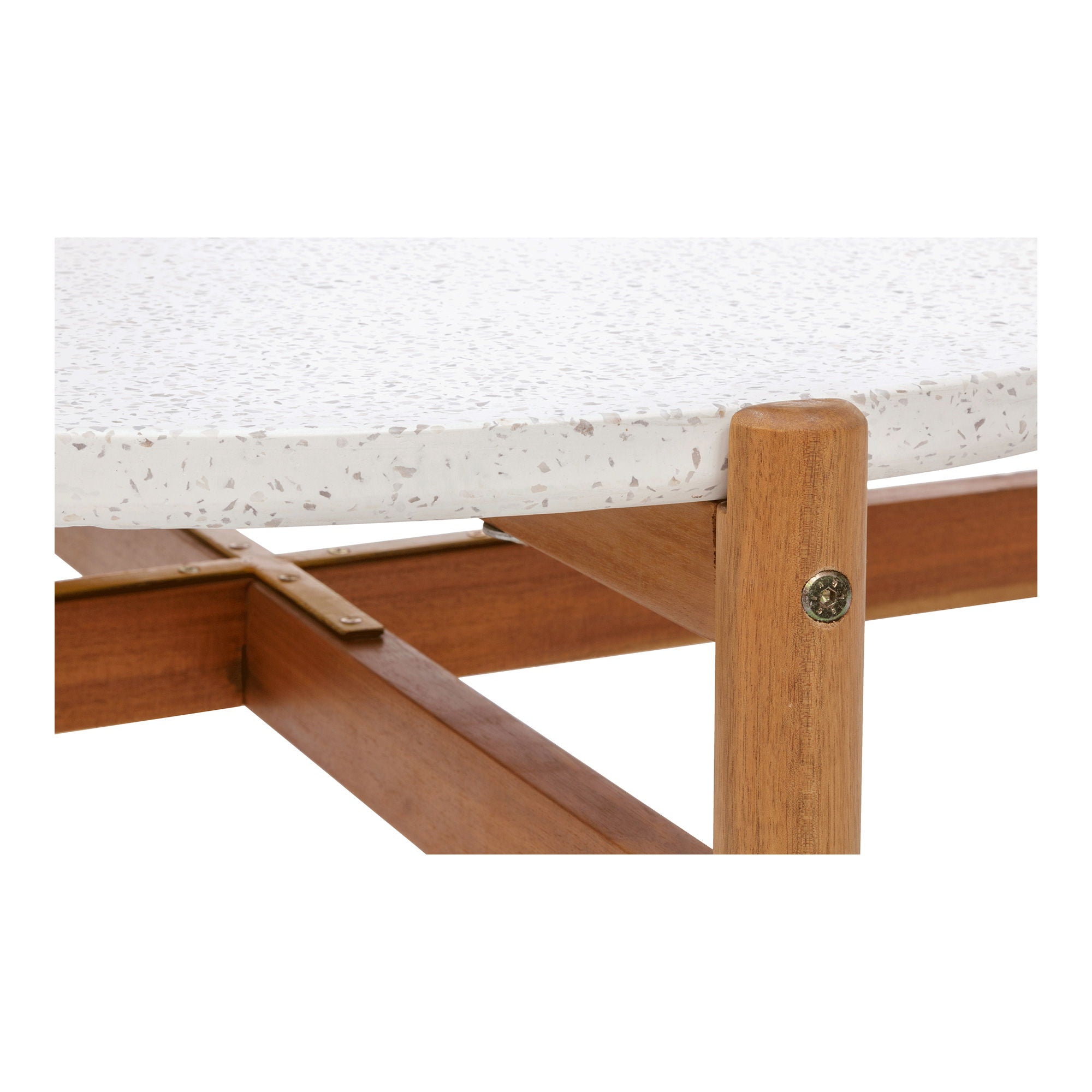 Sofabord, acacie/terazzo, natur<br>ø84,5x38,5 cm