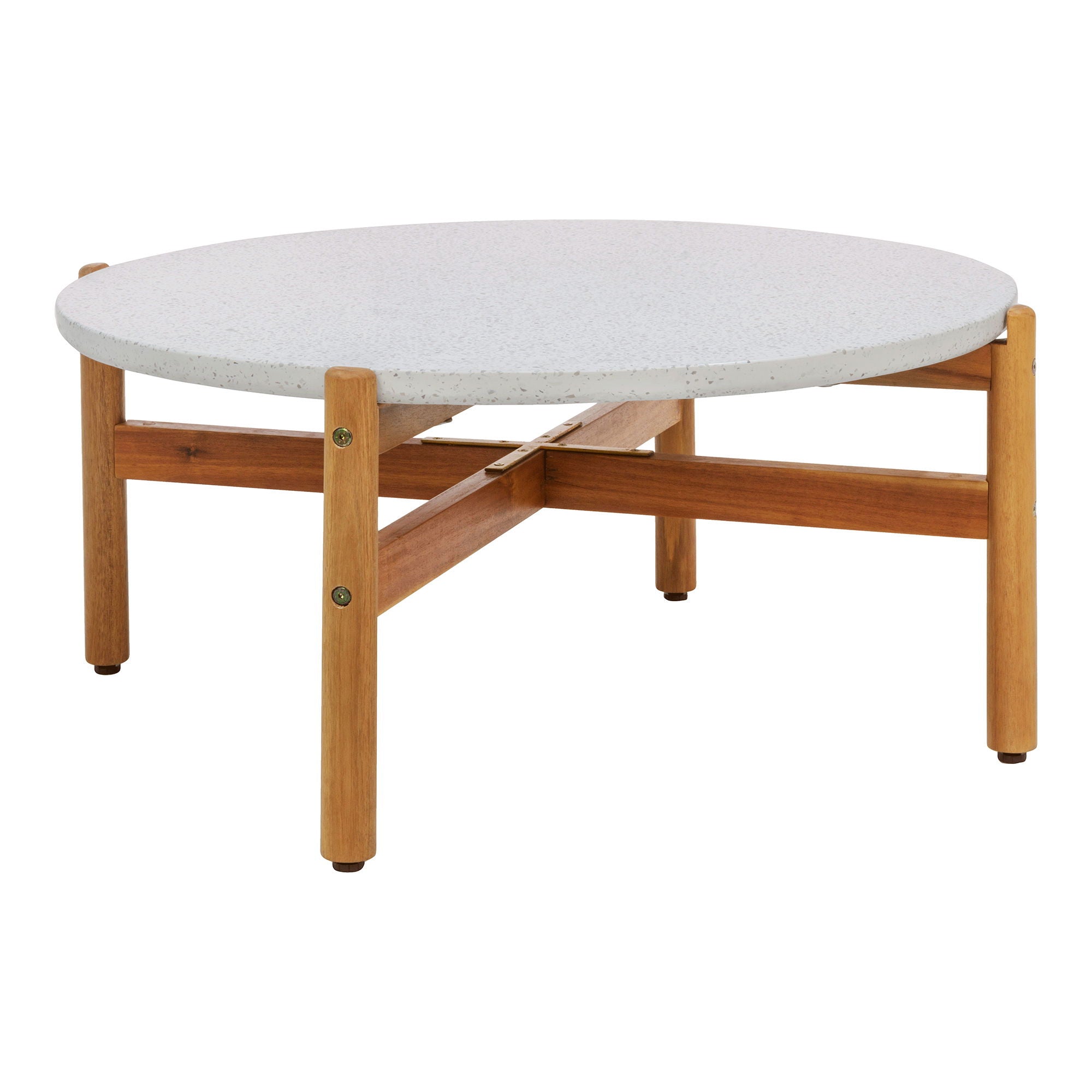 Sofabord, acacie/terazzo, natur<br>ø84,5x38,5 cm