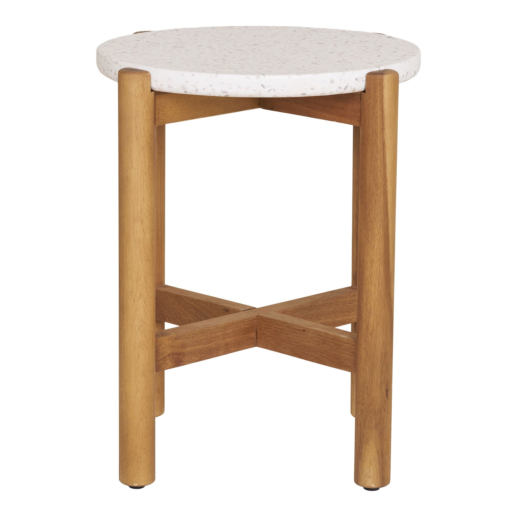 Sidebord, acacie/terazzo, natur<br>ø37x46 cm