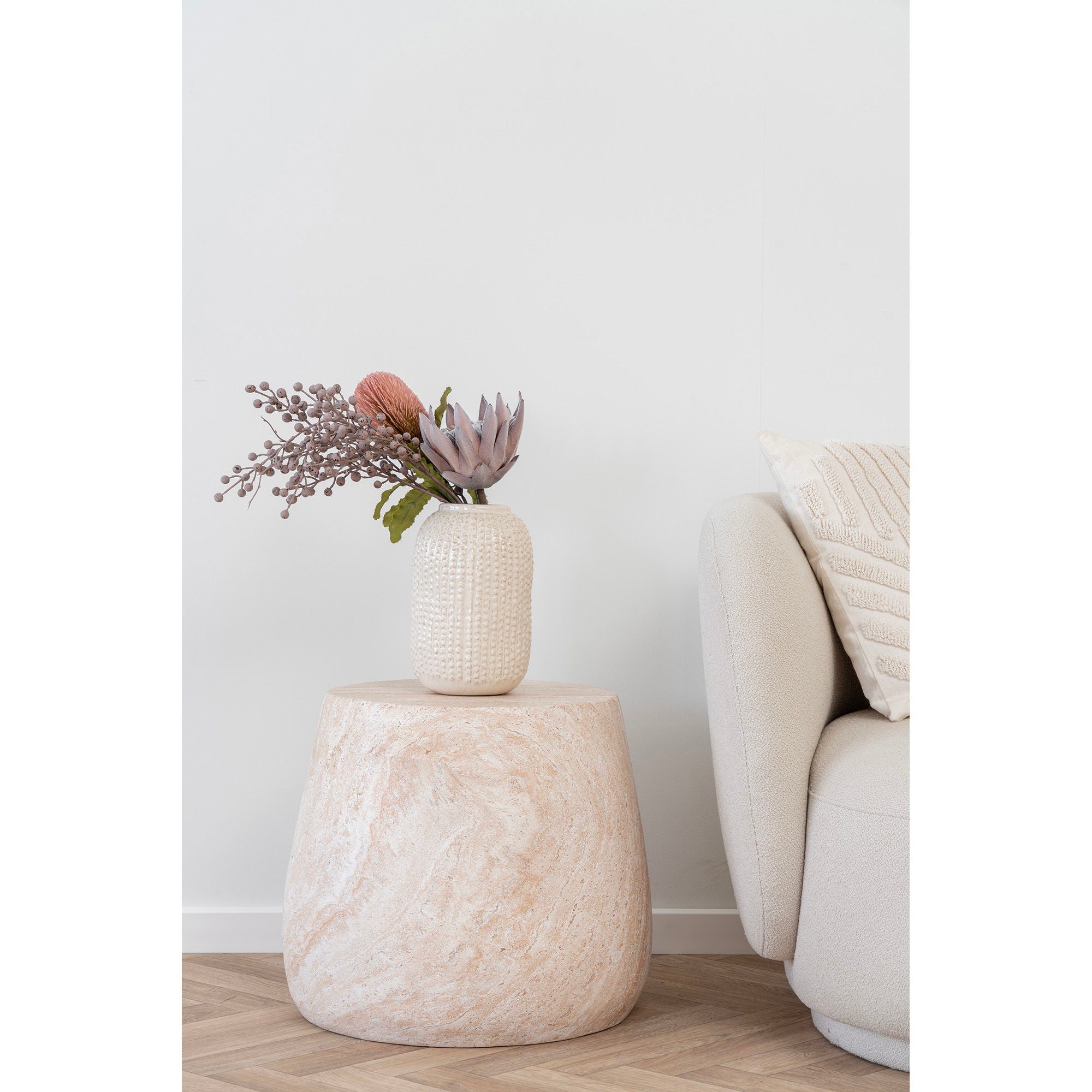 Sidebord, fiberclay, natur<br>ø47,5x41 cm