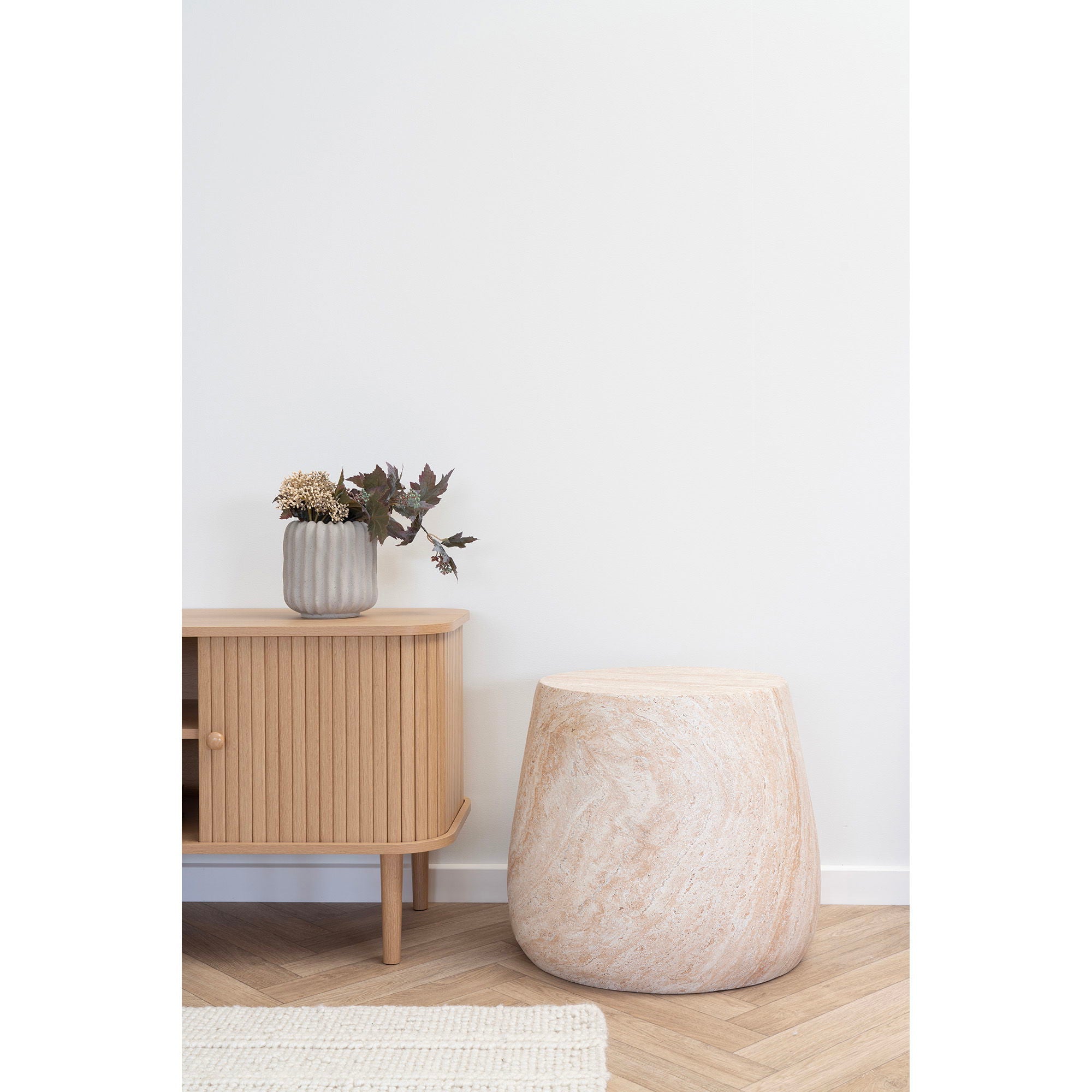 Sidebord, fiberclay, natur<br>ø47,5x41 cm