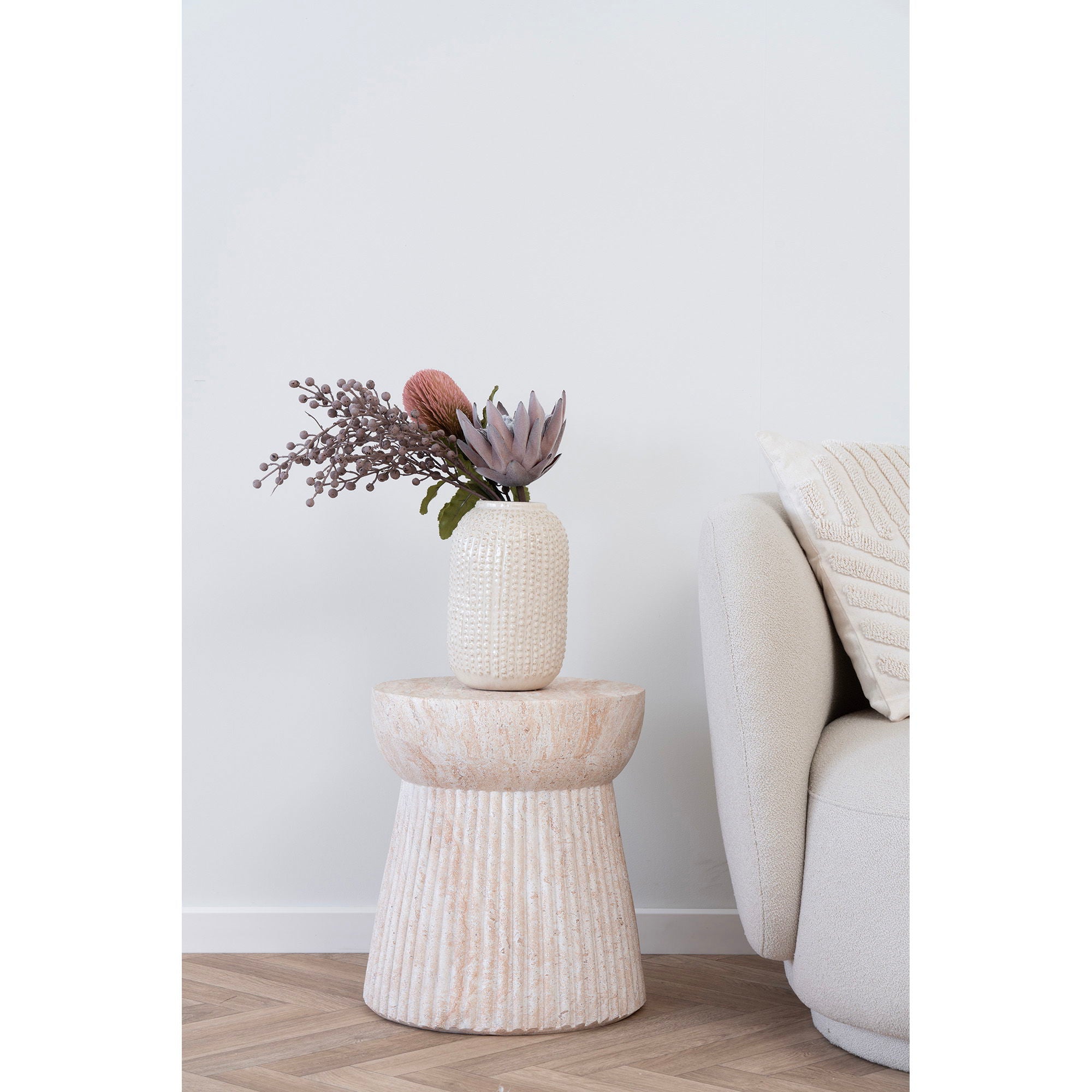 Sidebord, fiberclay, natur<br>ø47,5x41 cm