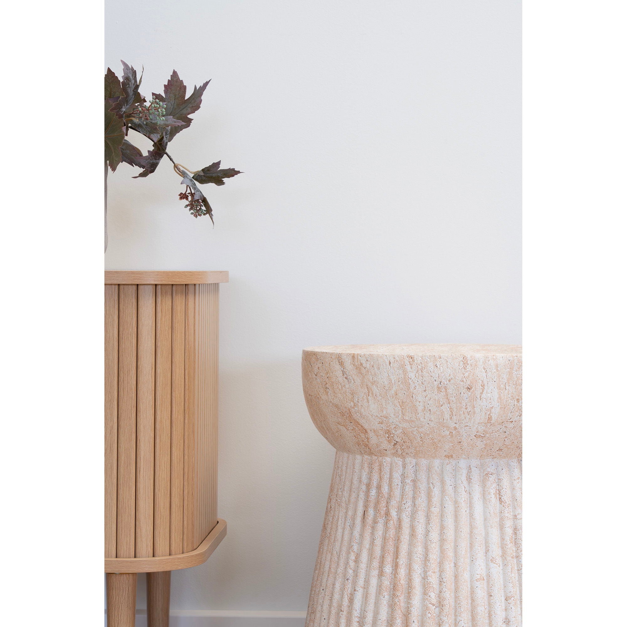 Sidebord, fiberclay, natur<br>ø47,5x41 cm