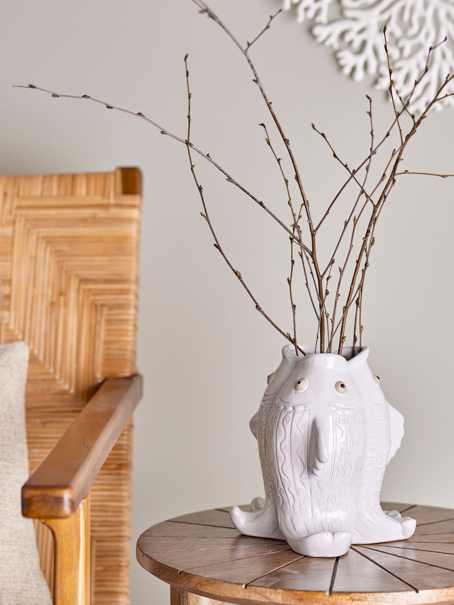 Creative Collection Fili Vase, Hvid, Stentøj