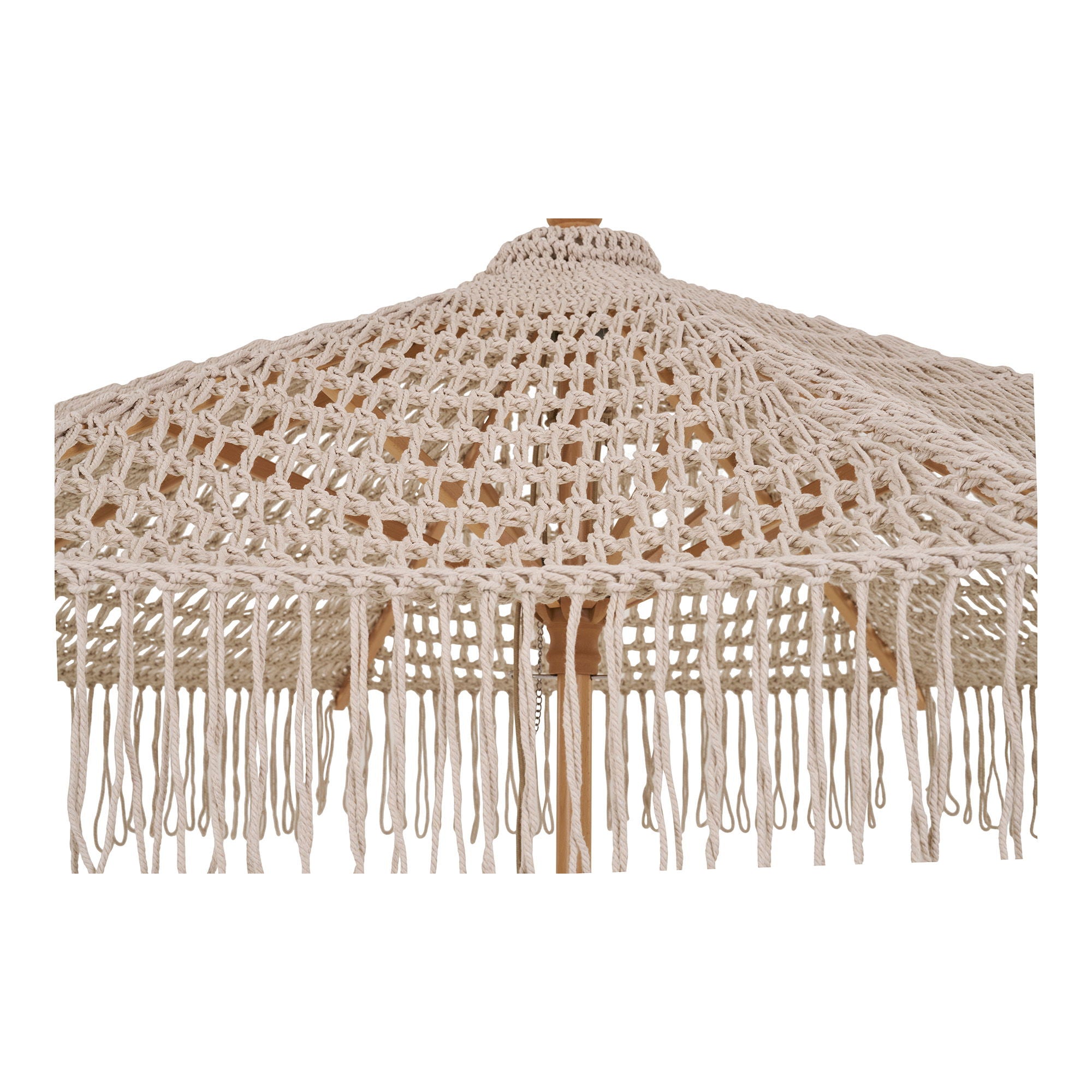 Parasol, bomuld, træstok, beige<br>ø250 cm