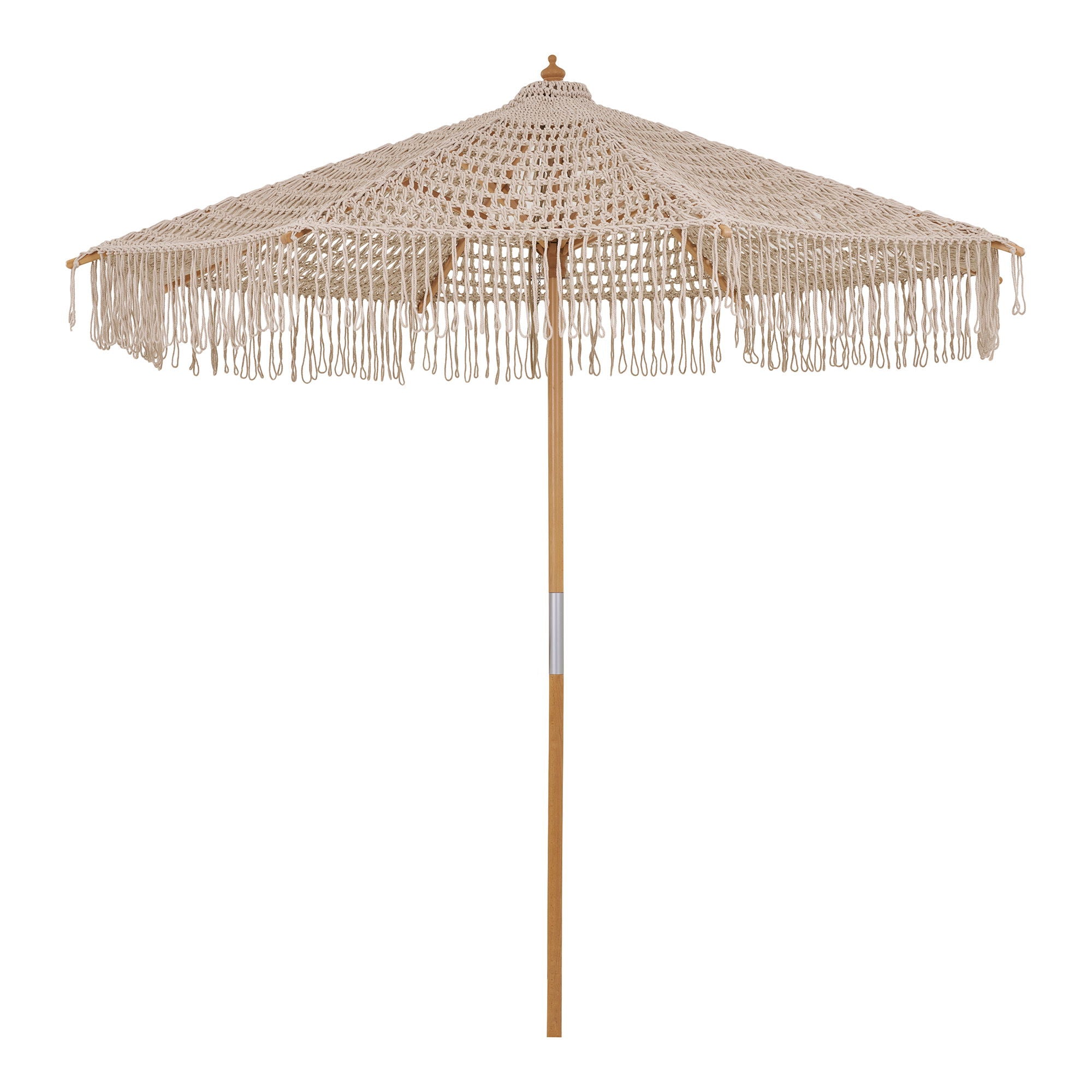 Parasol, bomuld, træstok, beige<br>ø250 cm