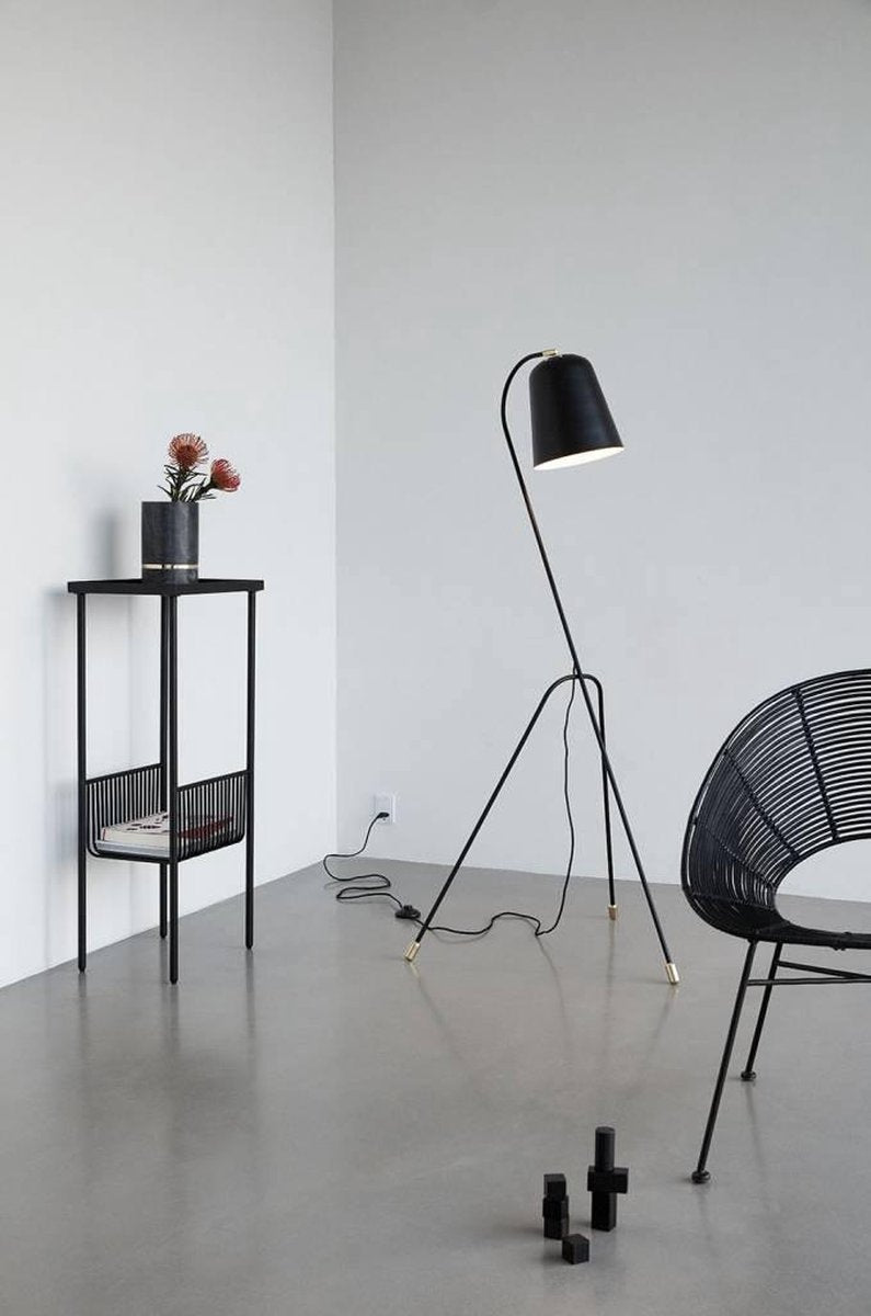Hübsch gulvlampe - 55 x 55 cm x H156 cm - sort og messing