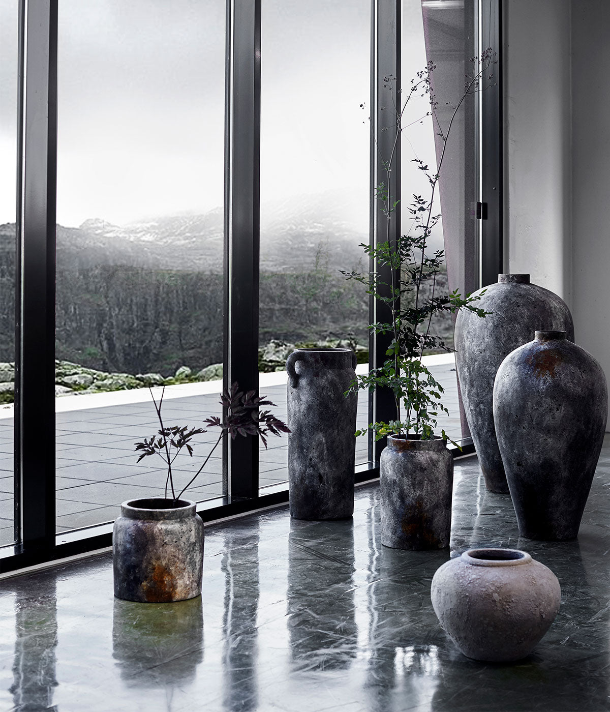 Krukke Echo 80 - Rustgrå - Terracotta - H: 80 Ø: 45 cm