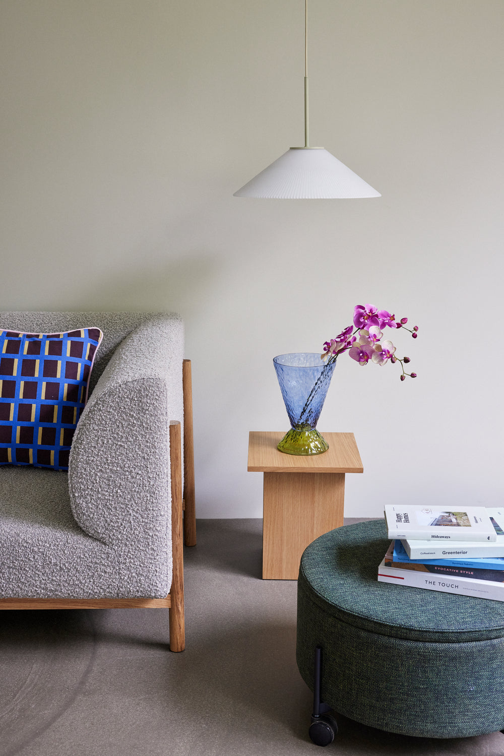 Solid Pendel Hvid/Sand - ø44xh34cm, E27