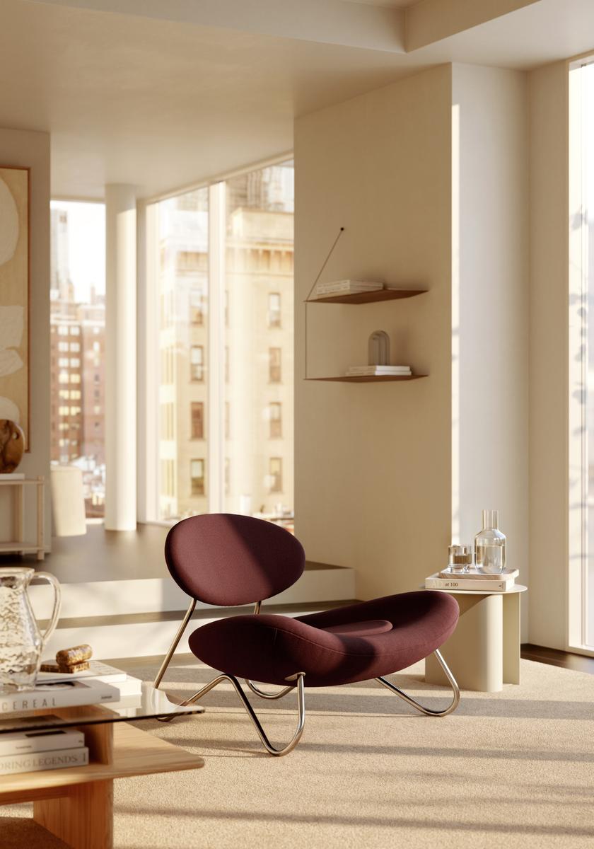 WOUD - Meadow Loungestol - Bordeaux/Børstet Stål