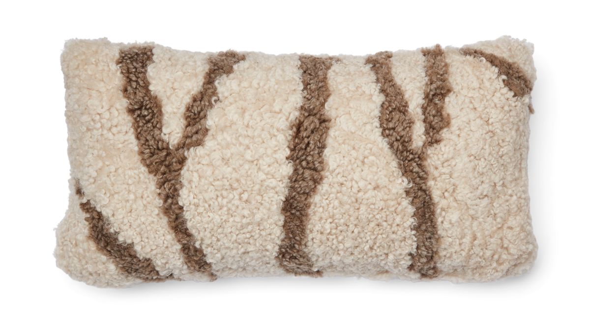 Zebra Lammeskindspude | Korthåret | New Zealand | Dobbeltsidet | 30x60 cm