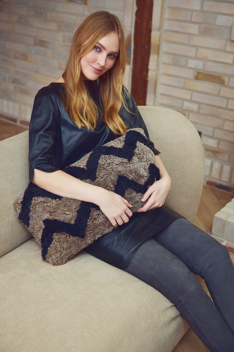 Zigzag lammeskindspude | Korthåret | New Zealand | Dobbeltsidet